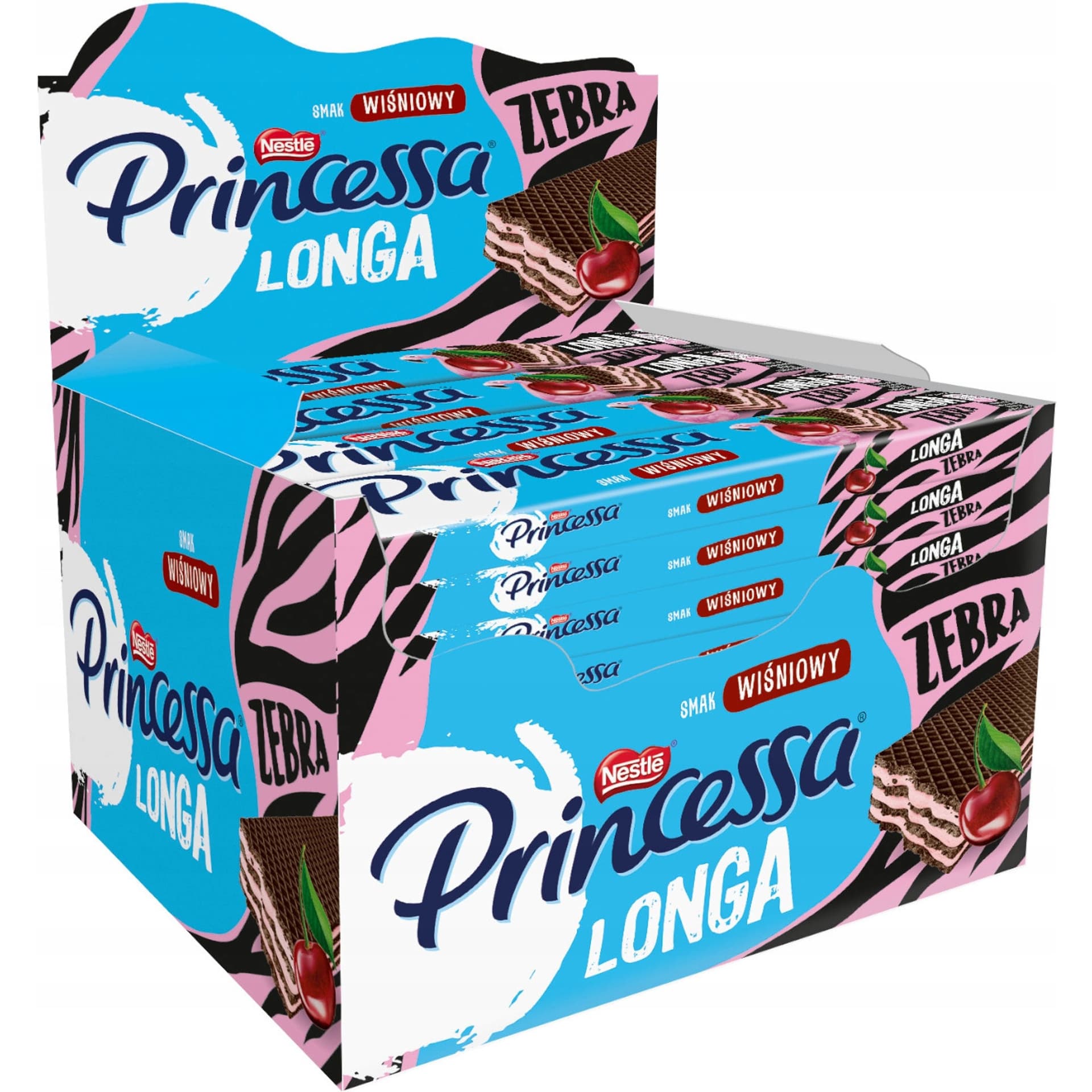 

Wafle NESTLE PRINCESSA LONGA ZEBRA wiśniowa (opak. 30szt x 37g) 1,1kg, Opak. 30szt x 37g) 1.1k