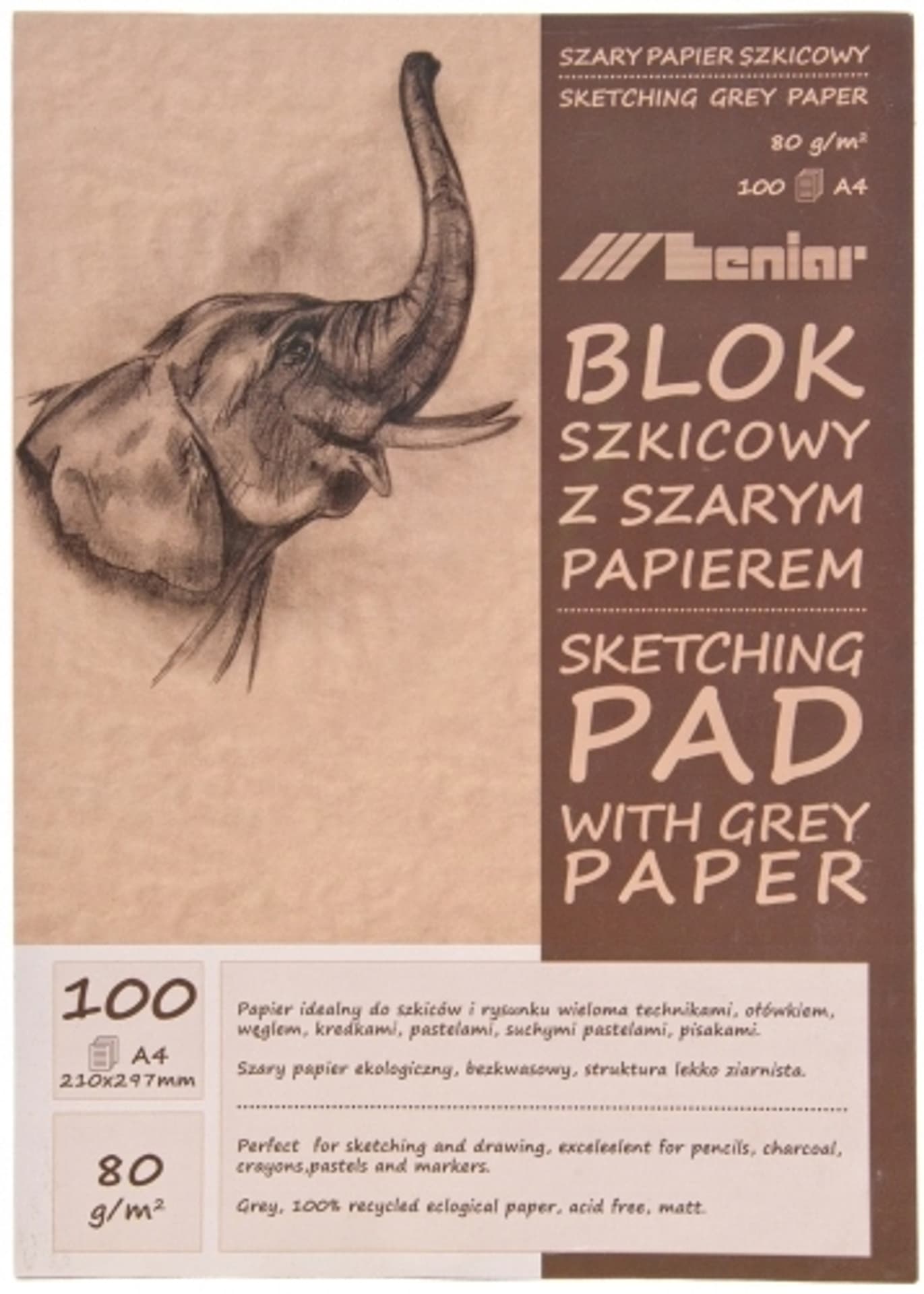 

Blok szkicownik A4 100k 80g papier szary 90853 LENIAR