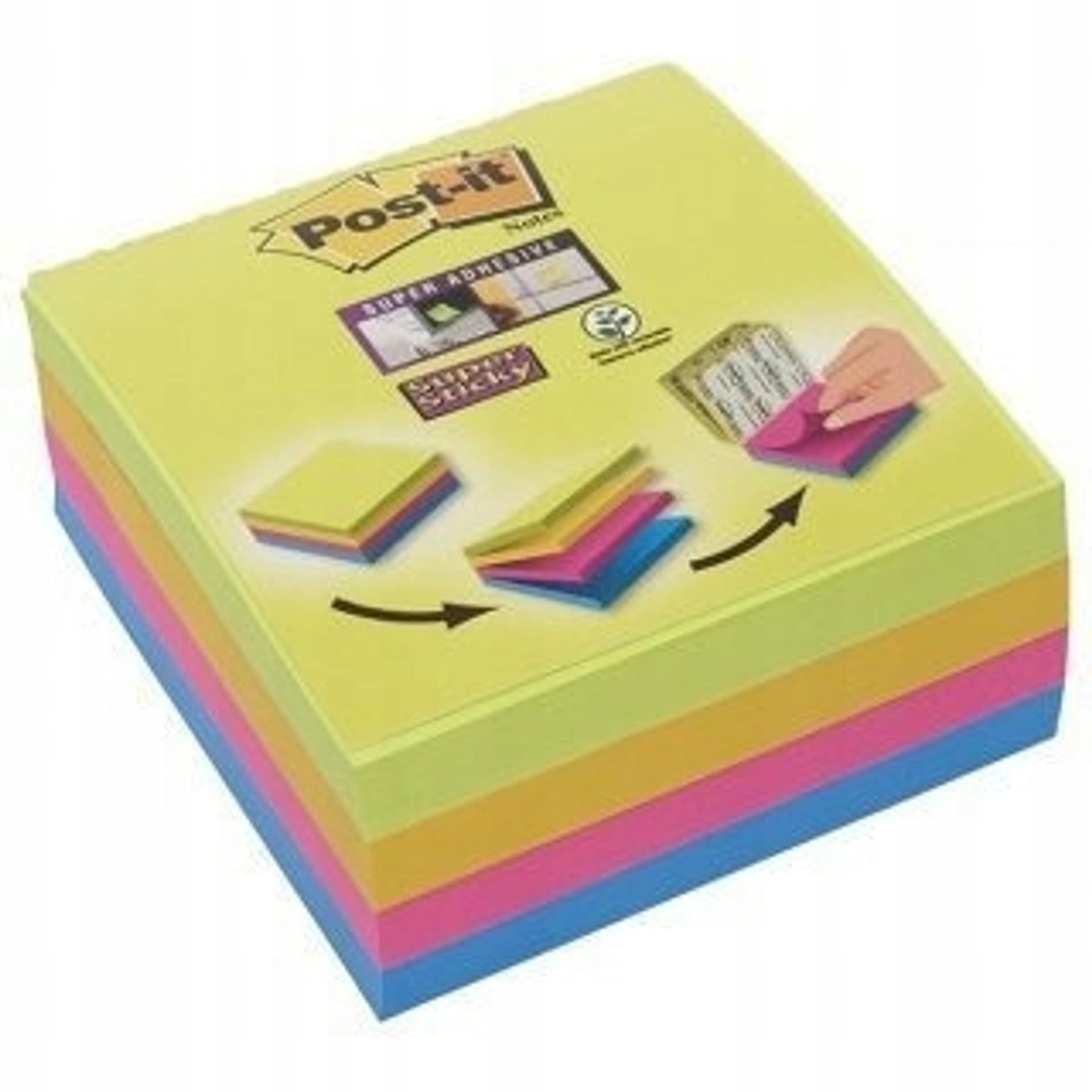 

Bloczek POST-IT 76x76mm mix 4x75kol Super Sticky 2014-SC-BYFG UU003083563
