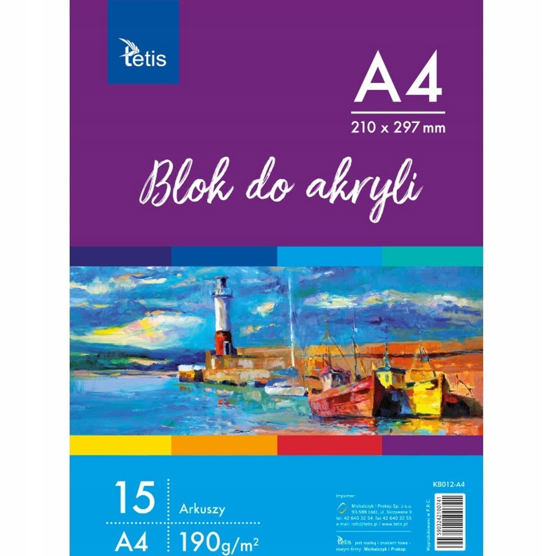 

Blok do akryli A4 15k 190g KB012-A4 TETIS