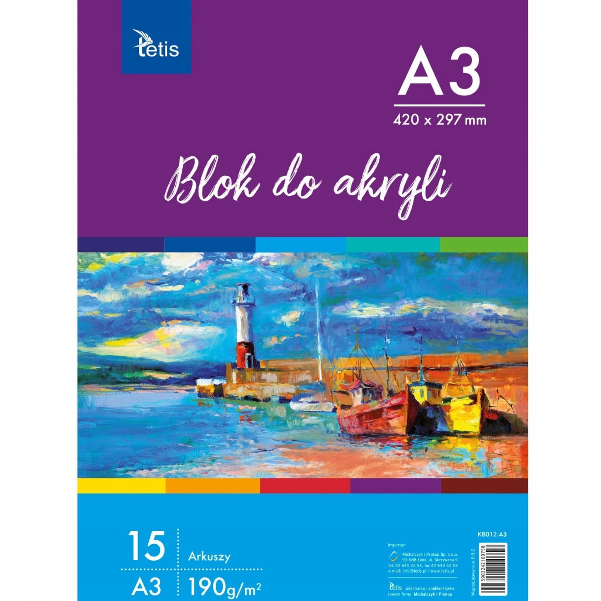 

Blok do akryli A3 15k 190g KB012-A3 TETIS