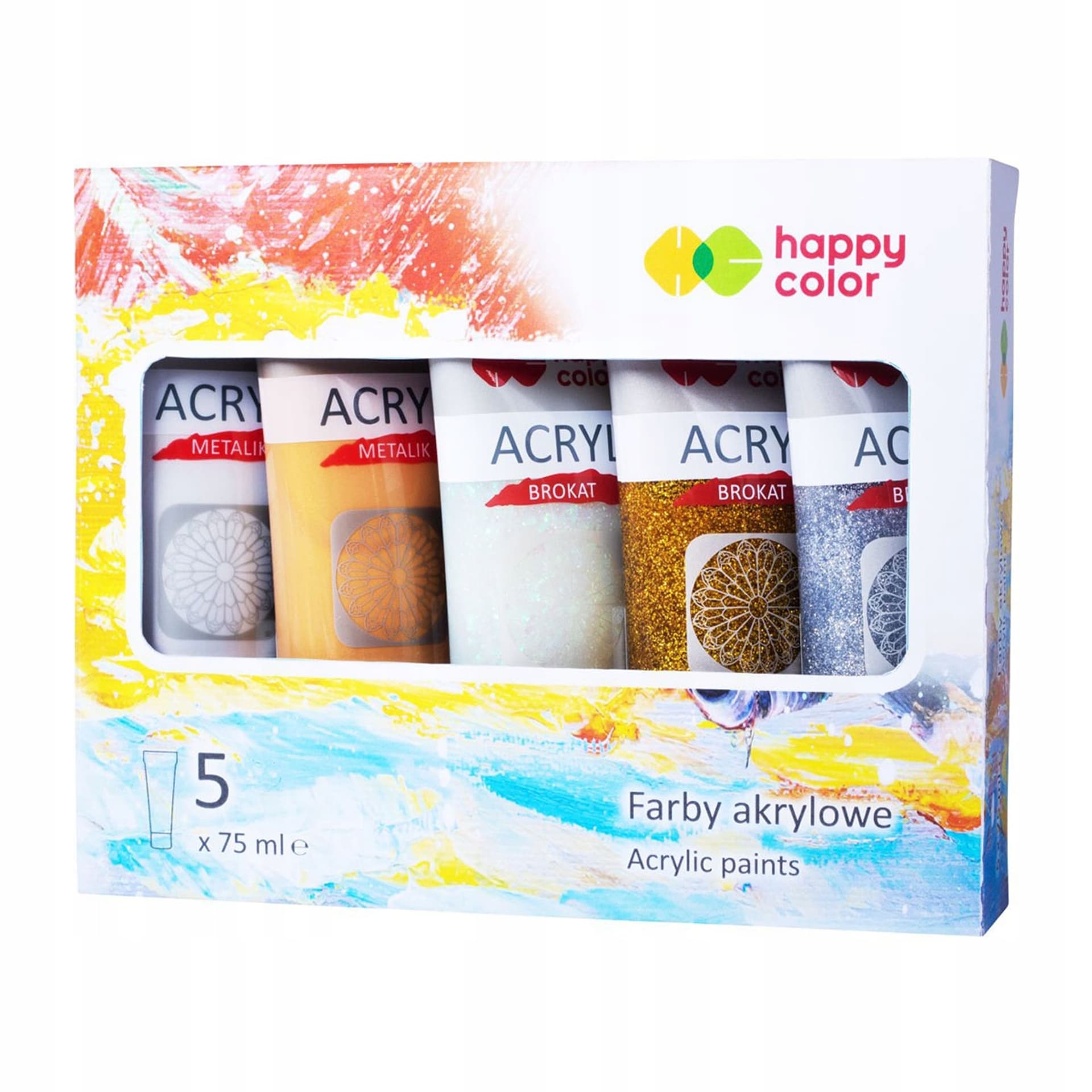 

Farba akrylowa 5 kol. x 75ml kolory brokat i metalik HA 7370 0075-MIXBrok Happy Color