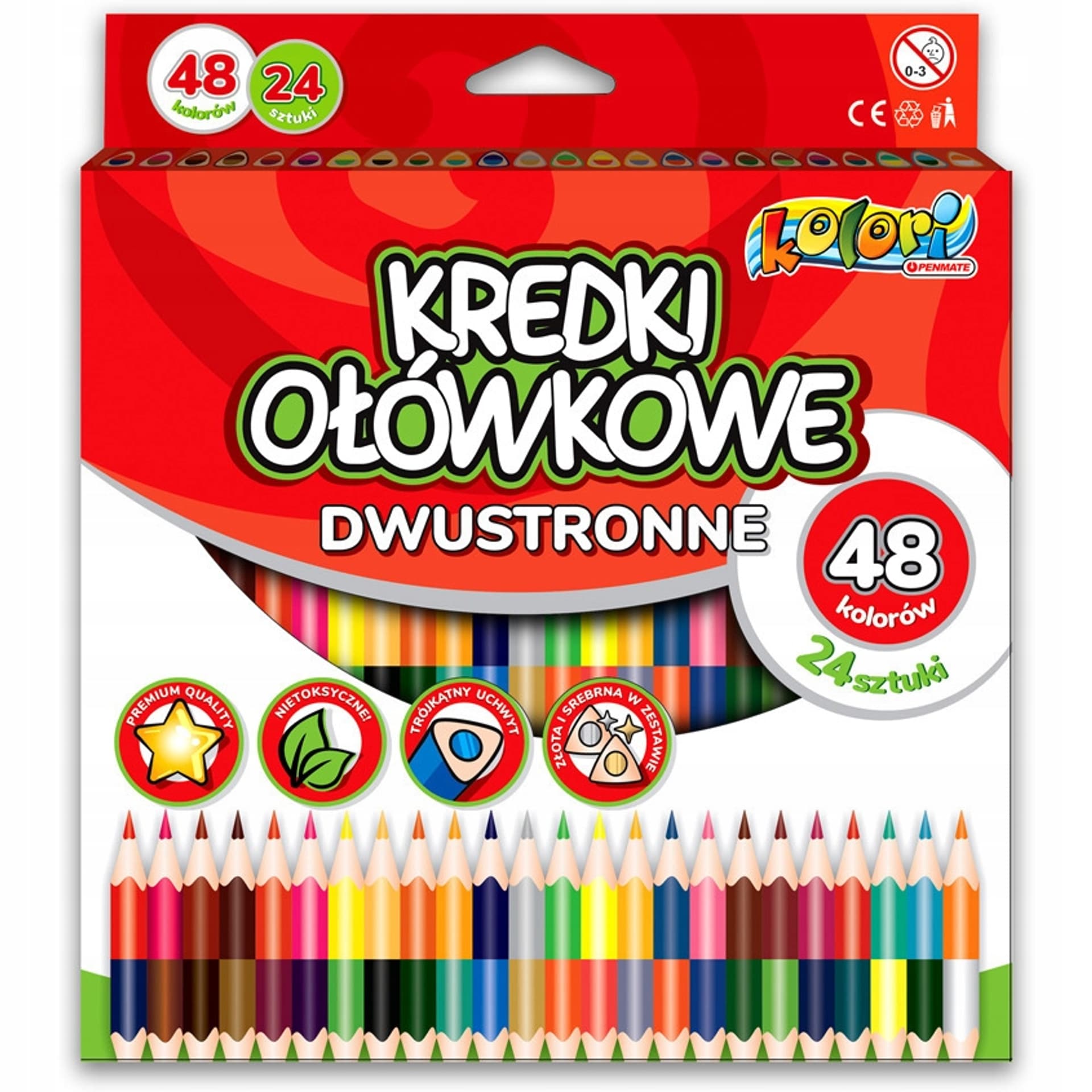

Kredki ołówkowe trójkątne dwustronne 24/48 kolory TT7599