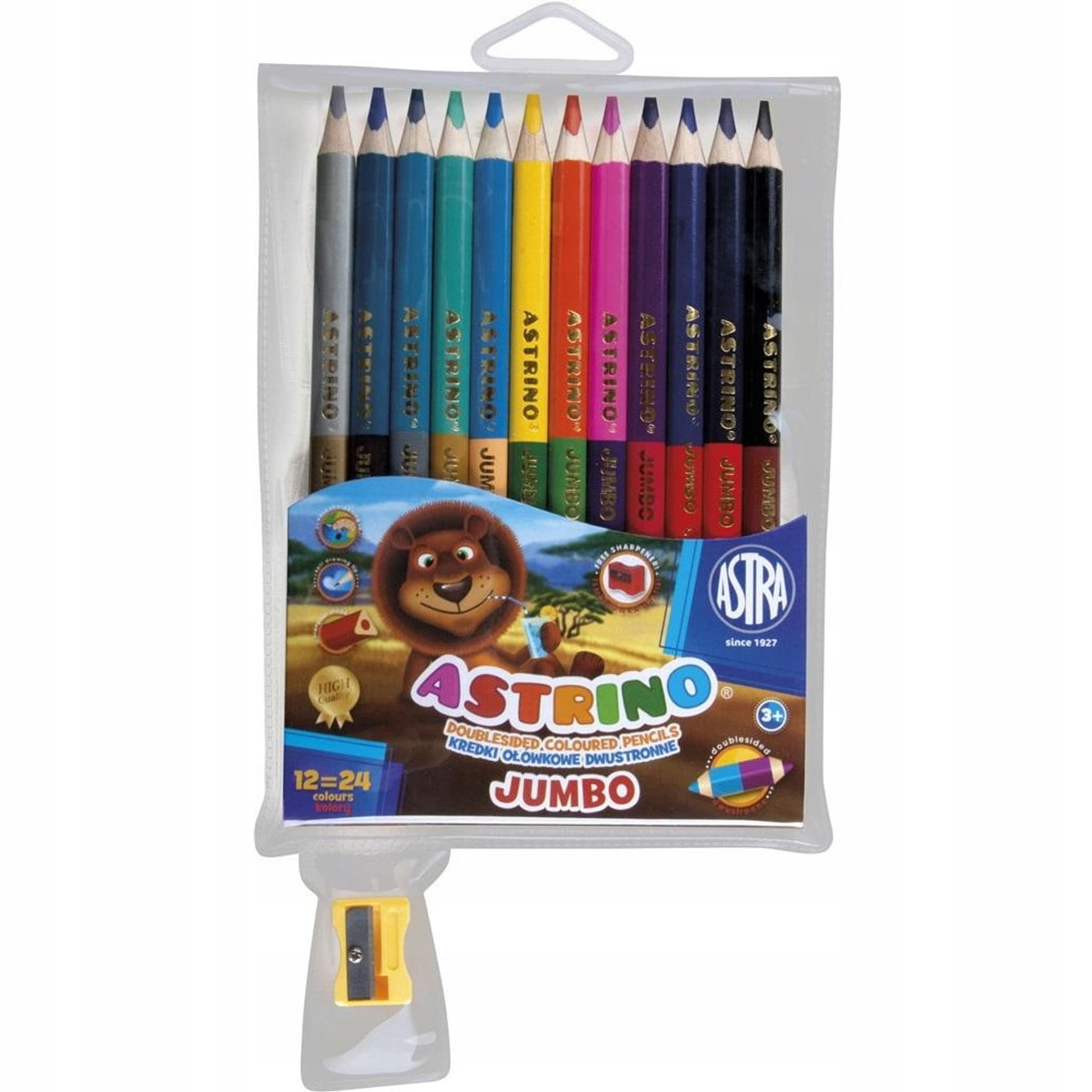 

Kredki dwustronne okrągłe JUMBO 12/24 kolory + temperówka 312116003 ASTRINO