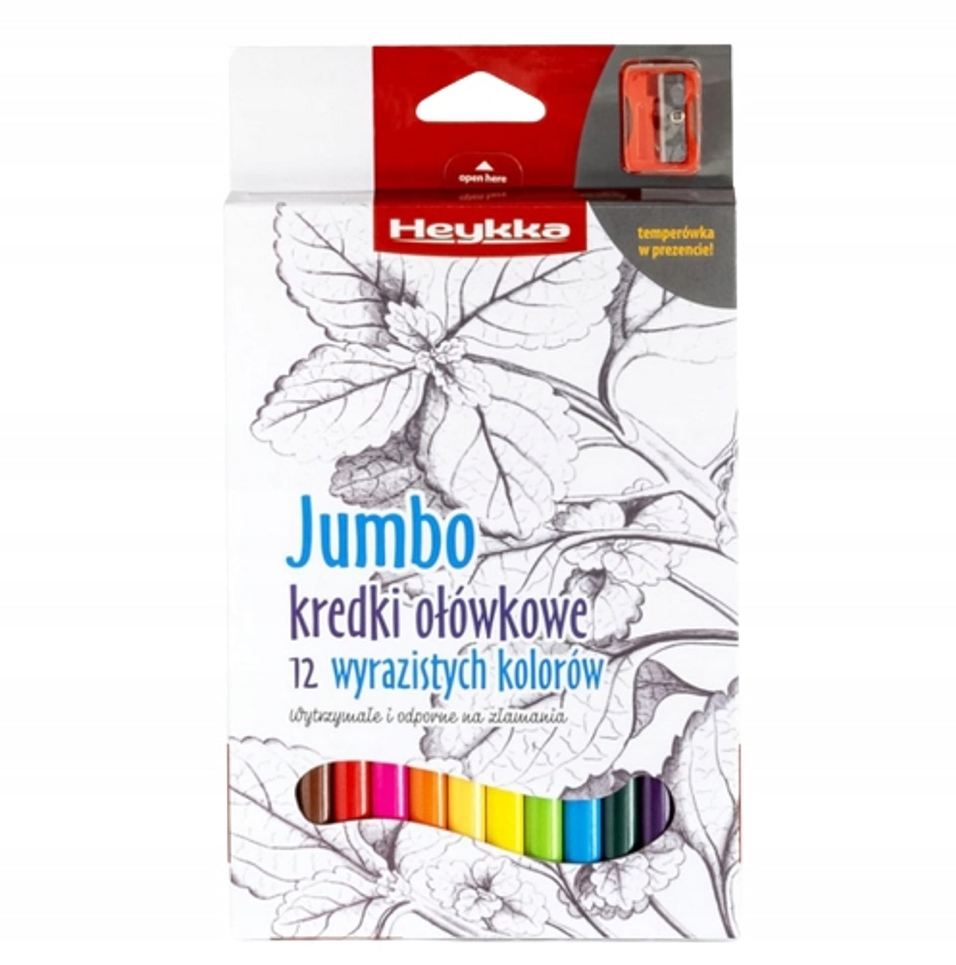 

Kredki ołówkowe JUMBO trójkątne z temperówką 12szt. HEYKKA (609001)