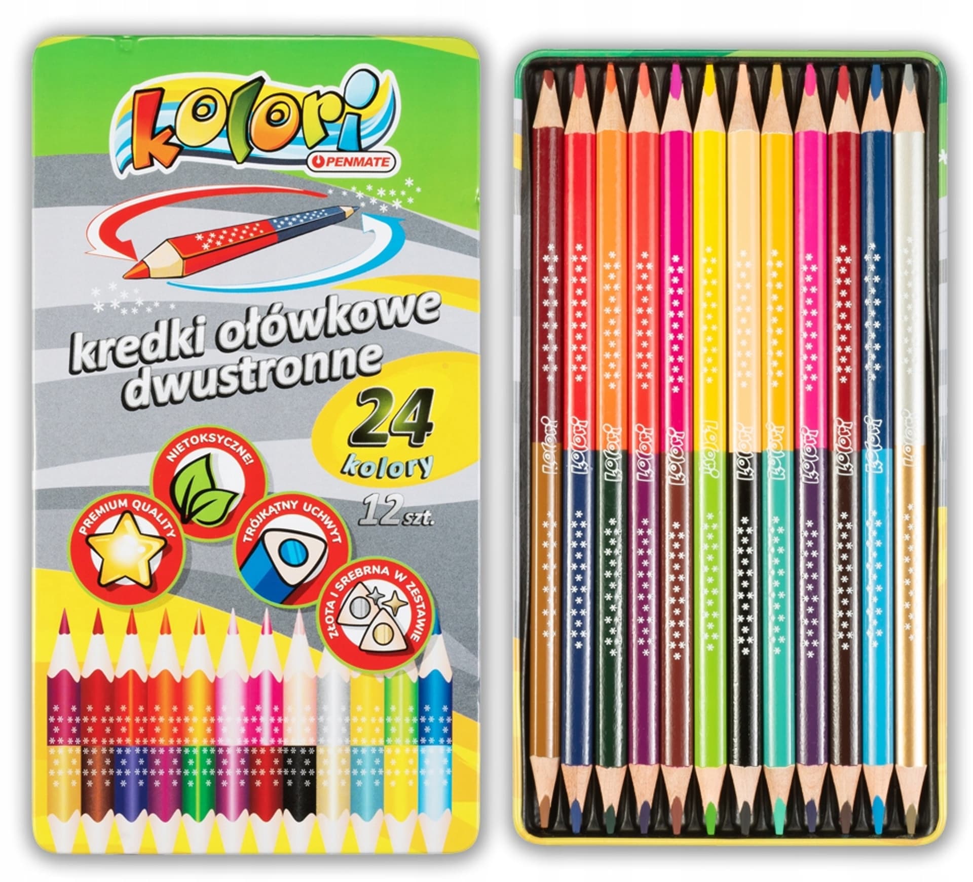

Kredki ołówkowe dwustronne 12szt. 24 kolory TT7838 PENMATE