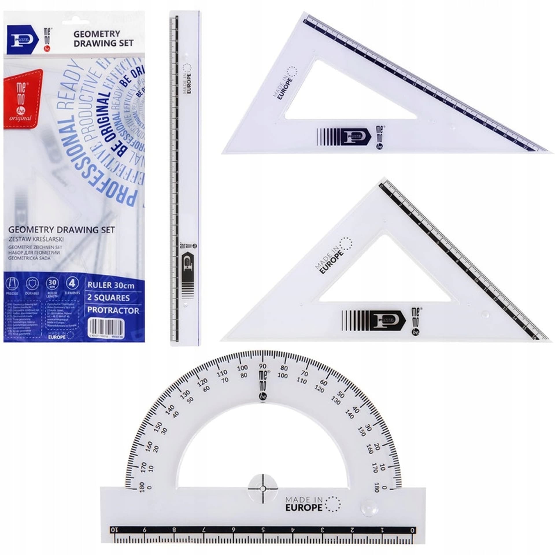 

Komplet geometryczny duży z linijką 30cm MK107-00 MEMOBE