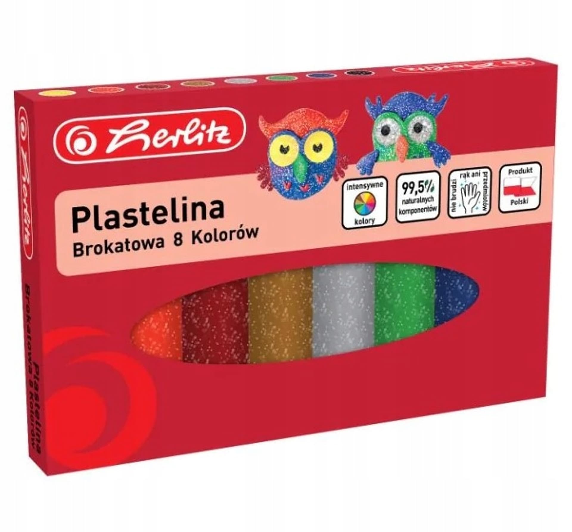 

Plastelina 8 kolorów brokatowa 9589003 HERLITZ