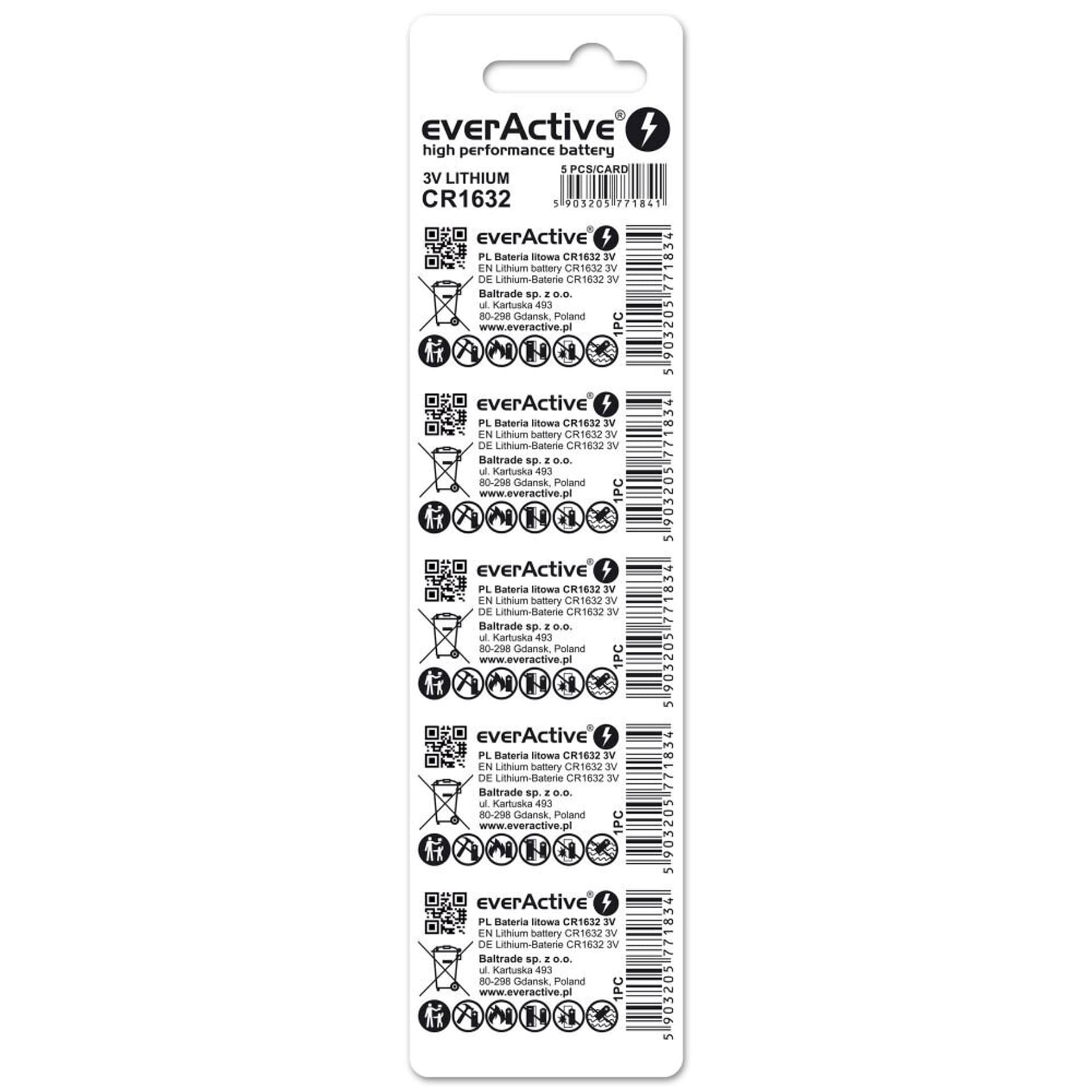 

Bateria EVERACTIVE CR1632 litowa blister (5szt)