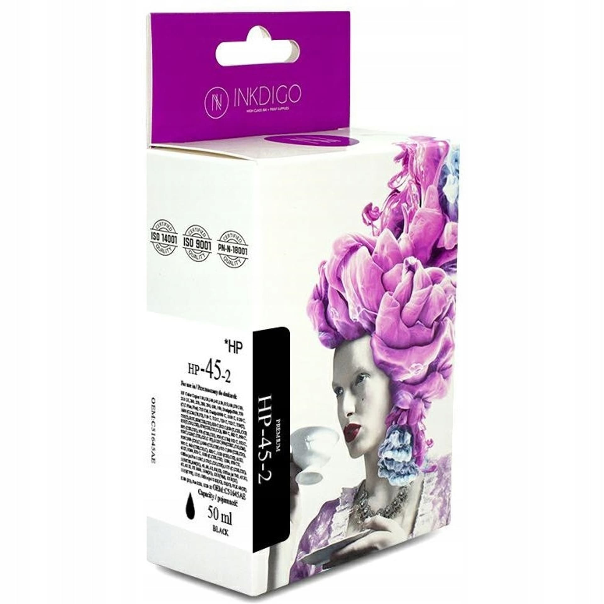 

Tusz INKDIGO (HP-45-2) czarny 50ml zamiennik HP (45/51645AE)