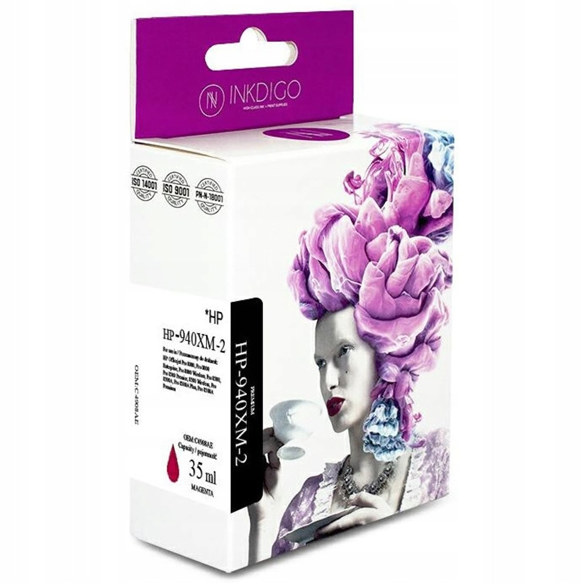 

Tusz INKDIGO (HP-940XM-2) purpurowy 35ml zamiennik HP (940XL/C4908AE)