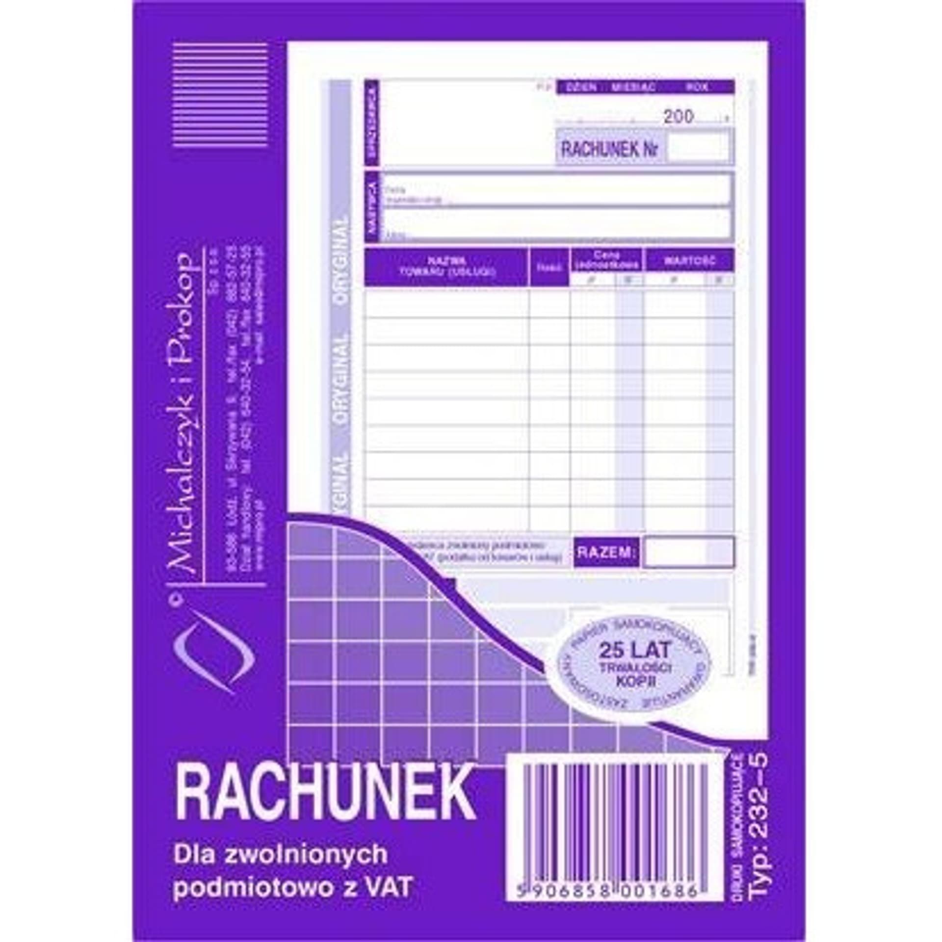 

232-5 Rachunek A6 (pion) ory.+kop. 80k Michalczyk i Prokop, Pion) ory.+kop. 80k michalczyk i proko