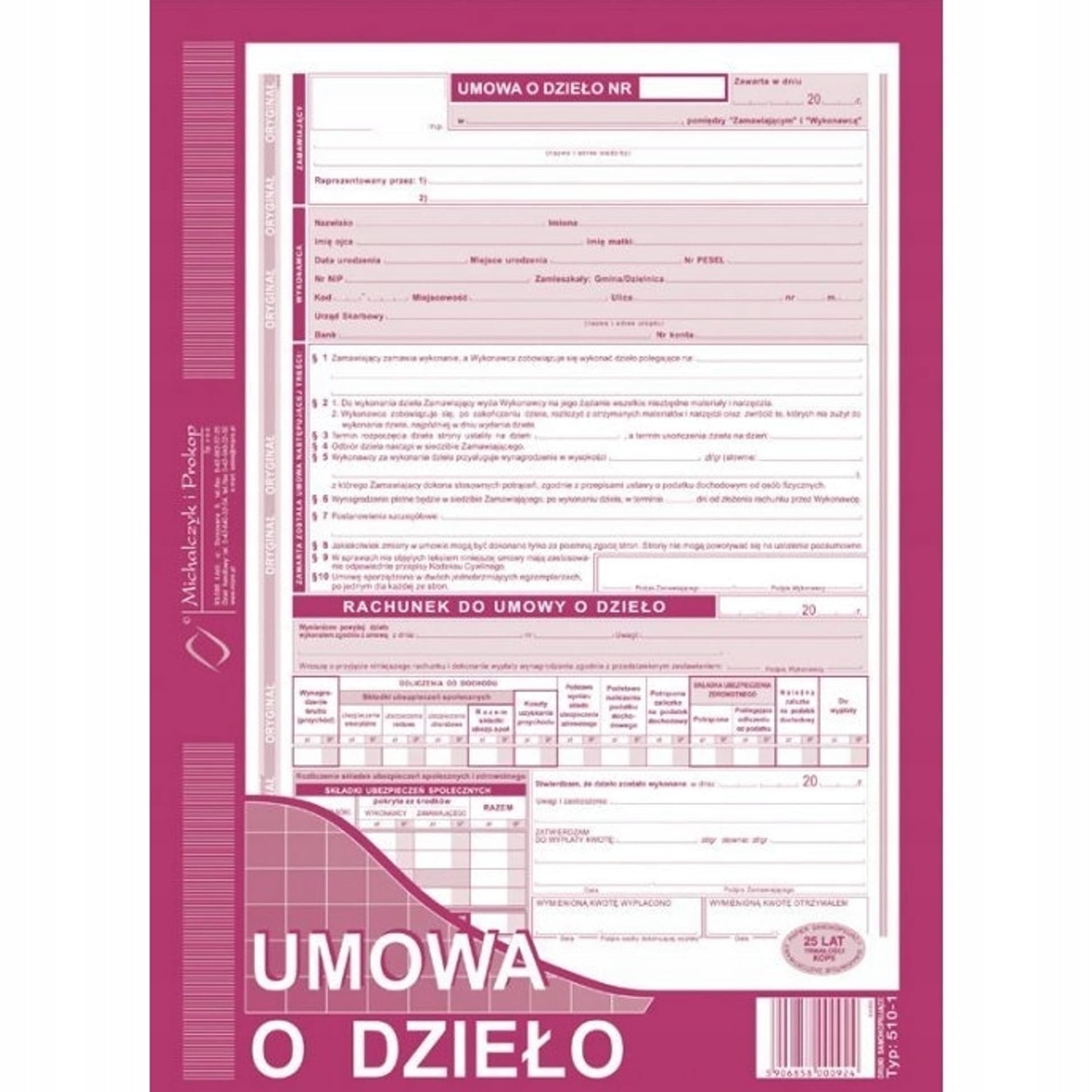 

510-1H Umowa o dzieło A4 40 kartek Michalczyk i Prokop