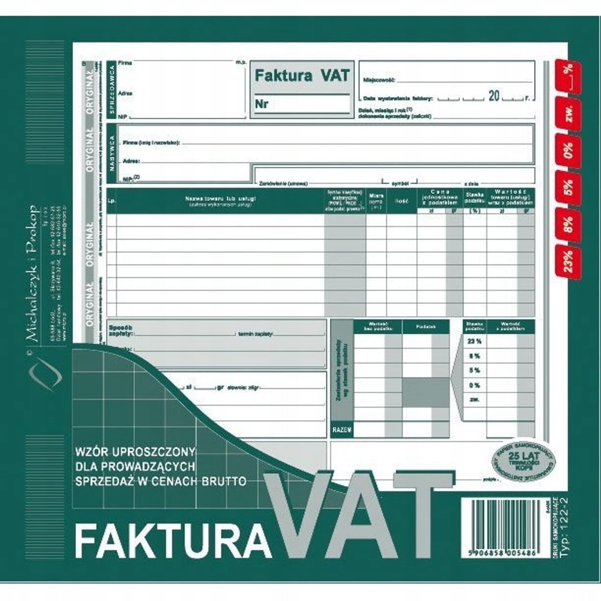 

122-2E Faktura VAT brut.2/3 A4 (uproszcz.)MICHALCZYK i PROKOP, Uproszcz.)michalczyk i proko