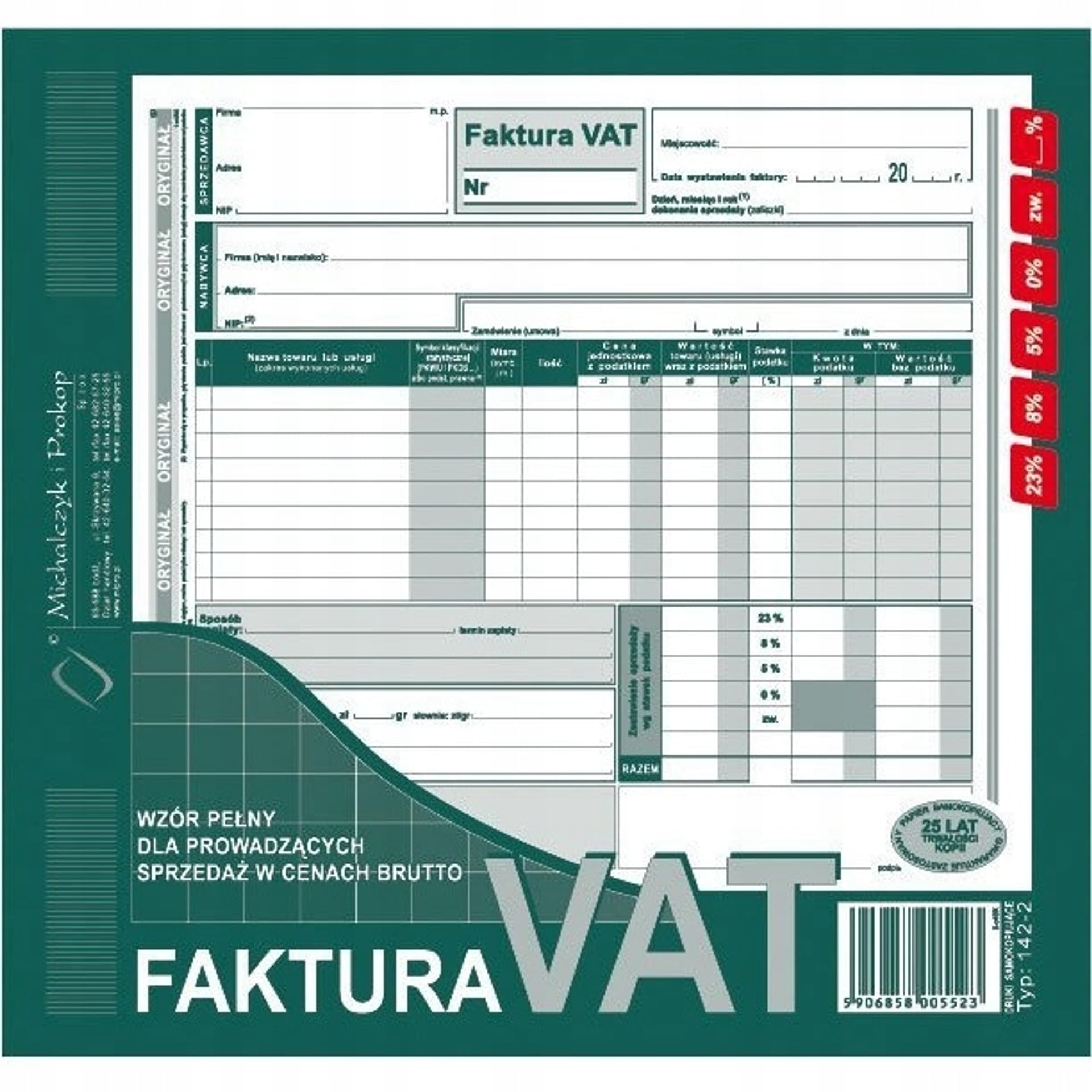 

142-2E Faktura VAT 2/3 A4(br) brutto)MICHALCZYK I PROKOP