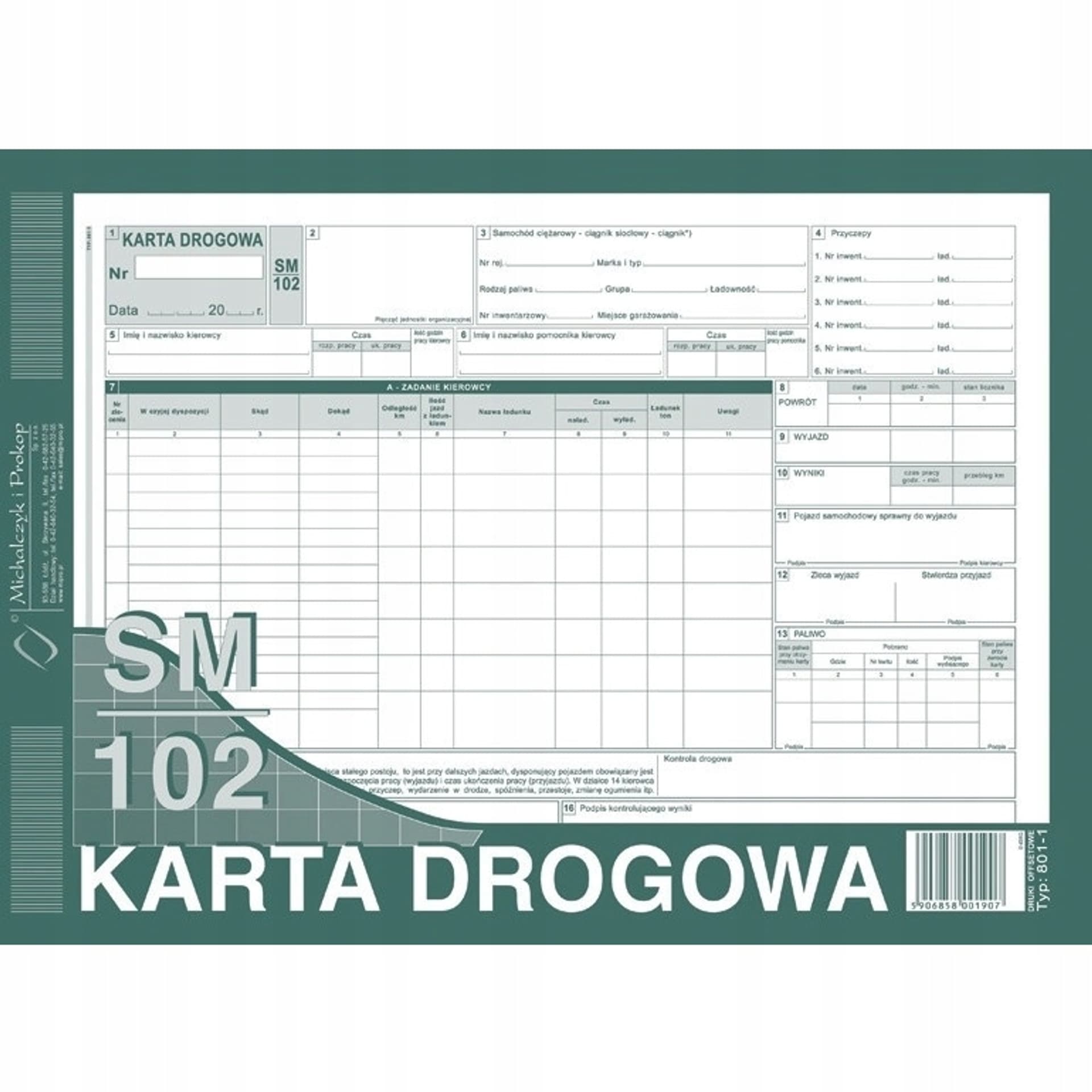 

801-1 Karta drogowa SM/102 (samochód ciężarowy) A4 offset MICHALCZYK, Samochód ciężarowy) a4 offset michalczy