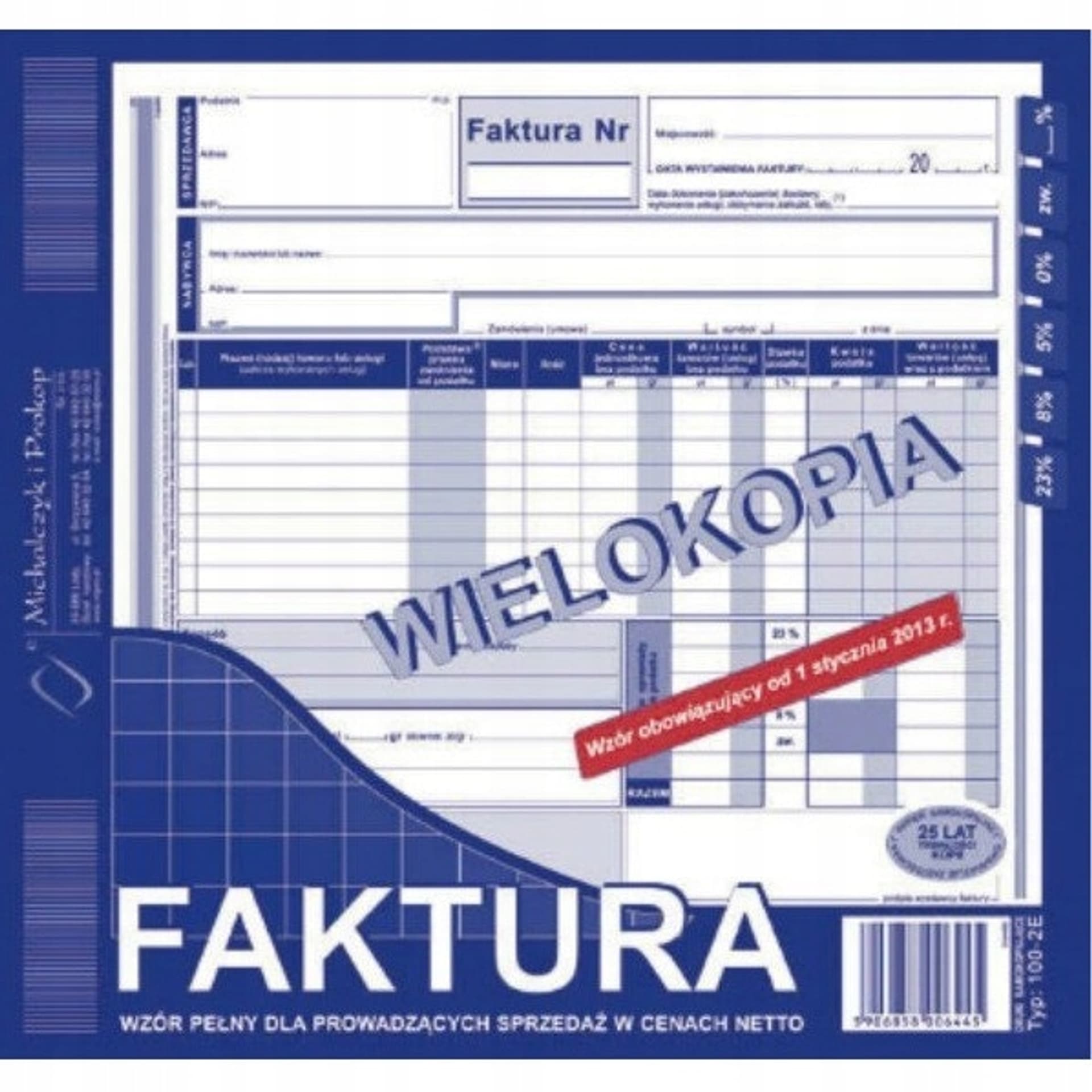 

100-2E Faktura VAT 2/3 A4 80kartek wielokopia Michalczyk i Prokop