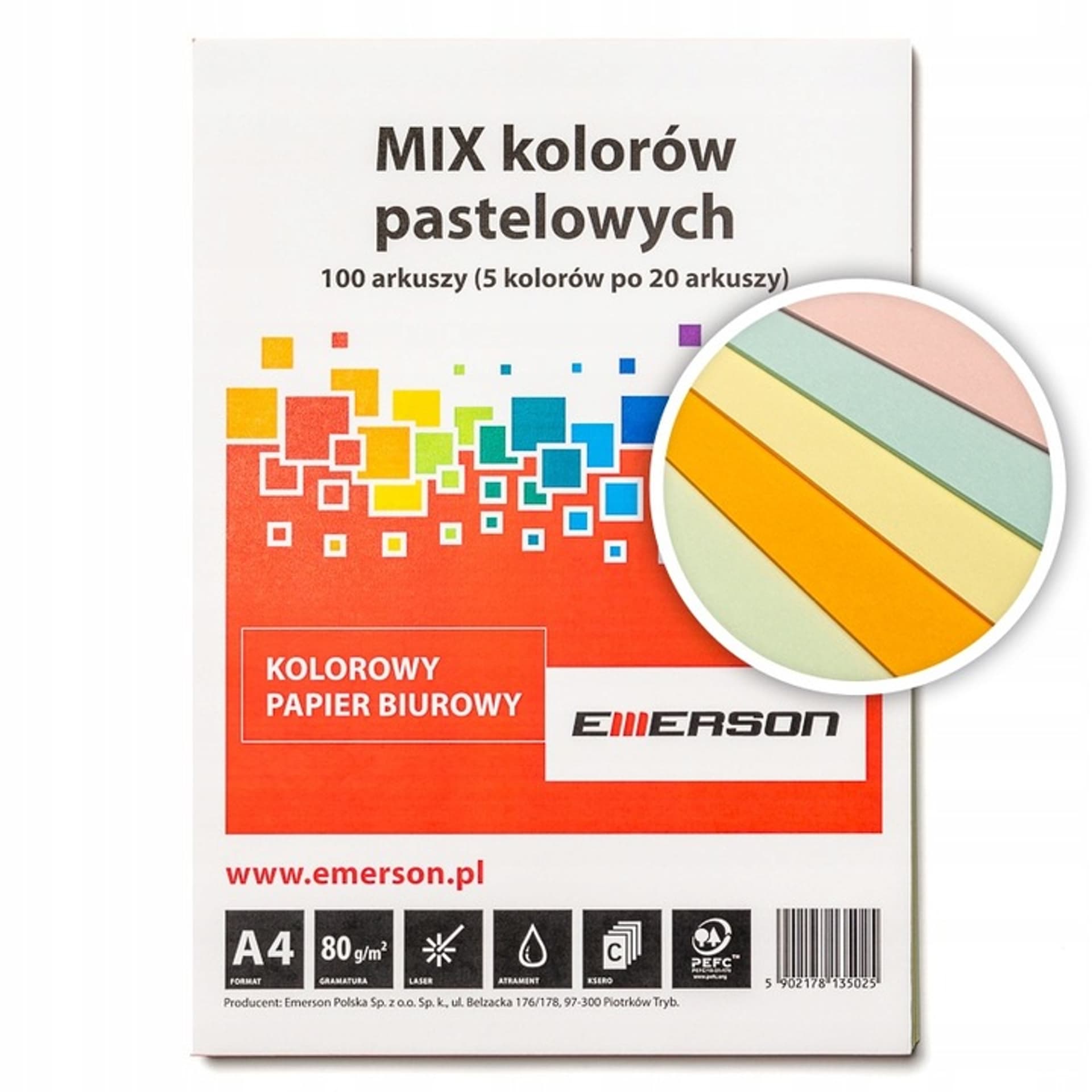 

Papier ksero A4 80g mix 100ark łos,bł,ziel,żół,mand.xem1000n EMERSON