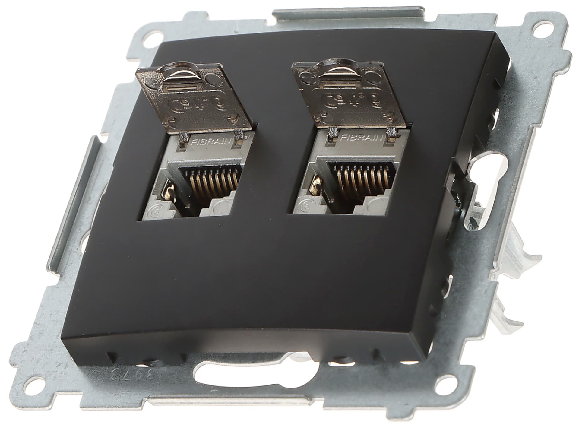 

Simon 54 Gniazdo komputerowe podwójne RJ45 kategoria 6 ekranowane z przesłoną przeciwkurzową (moduł) czarny mat D62E.01/49, Moduł) czarny mat d62e.01/4