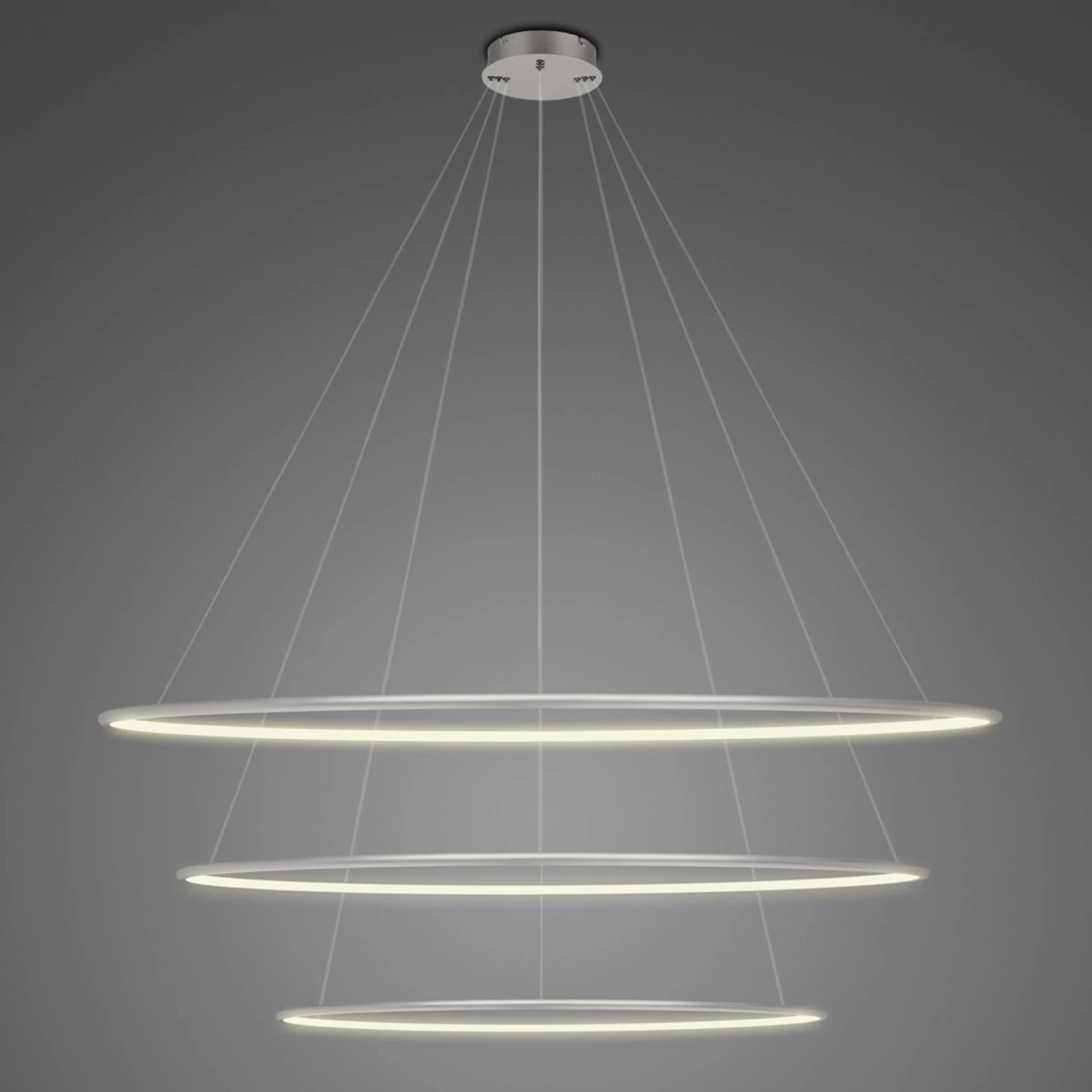 

Lampa wisząca Ledowe Okręgi No.3 Φ120 cm in 3k srebrna ściemnialna Altavola Design (Barwa światła delikatnie ciepła, Kierunek padania światła do wewnątrz, Kolor Złoty, Możliwość ściemniania nie)