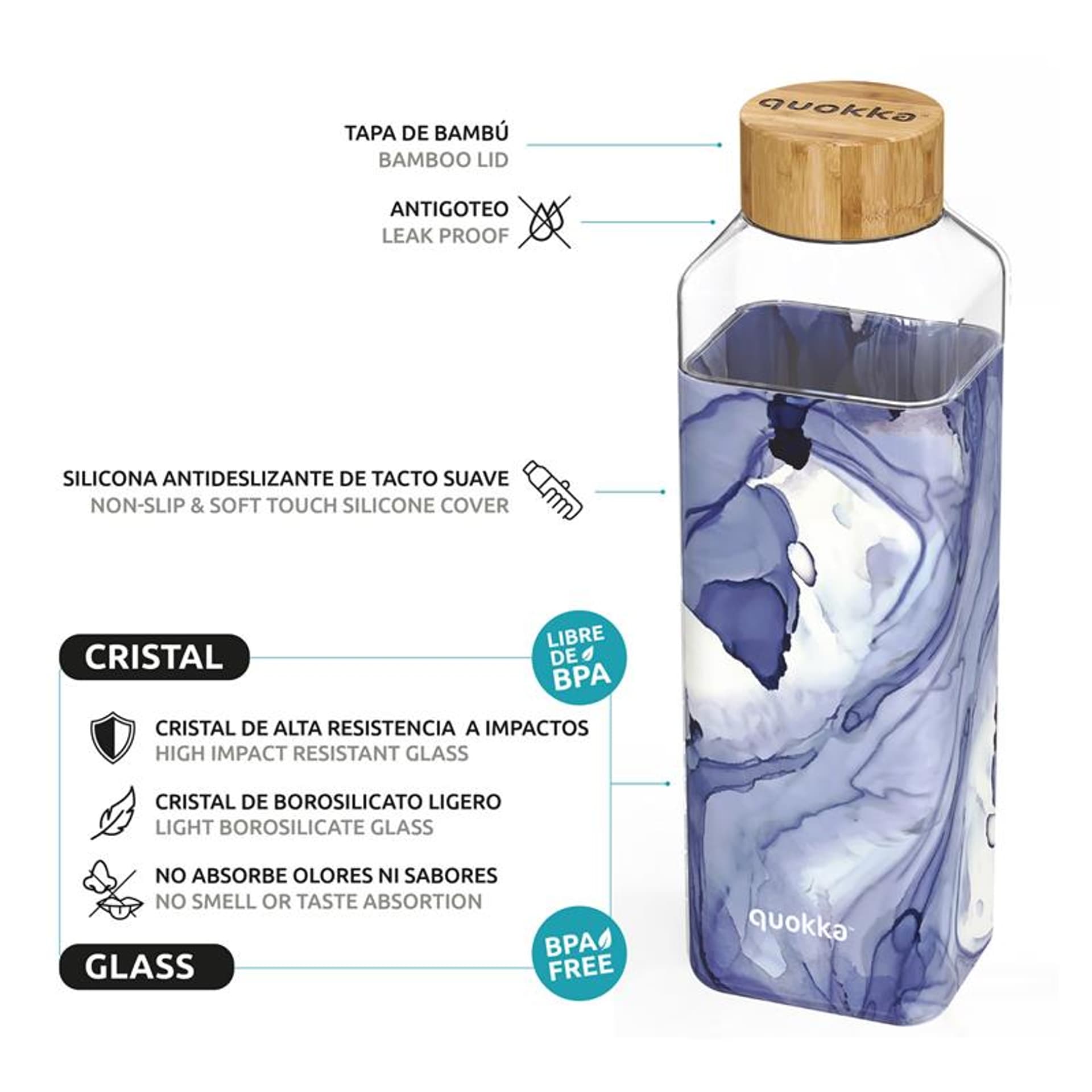 

Quokka Storm - Butelka na wodę ze szkła 700 ml (Liquid)