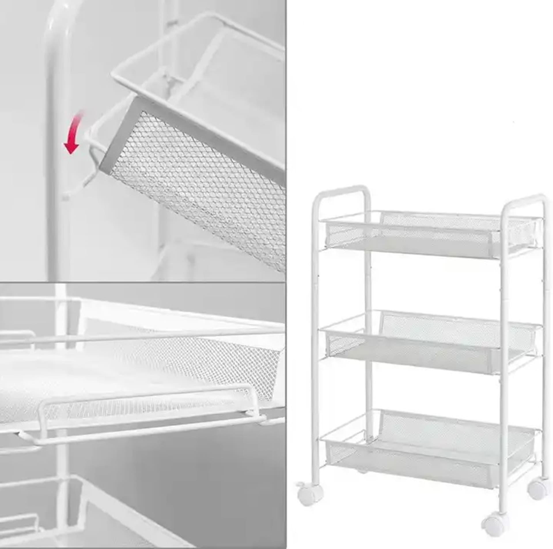 

AG952A Mobilny regał kuchenny stolik biały