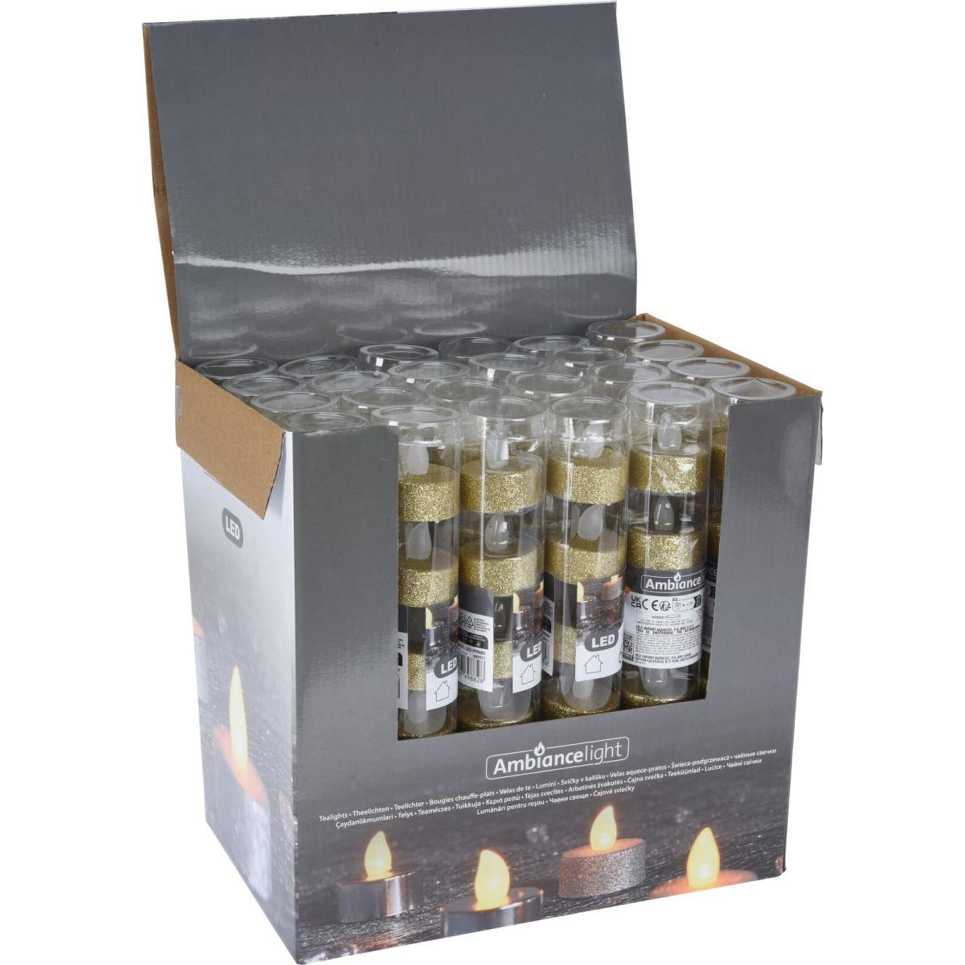 

ZESTAW 6 ŚWIECZEK LAMPEK TEA LIGHT LED ZŁOTY BROKAT