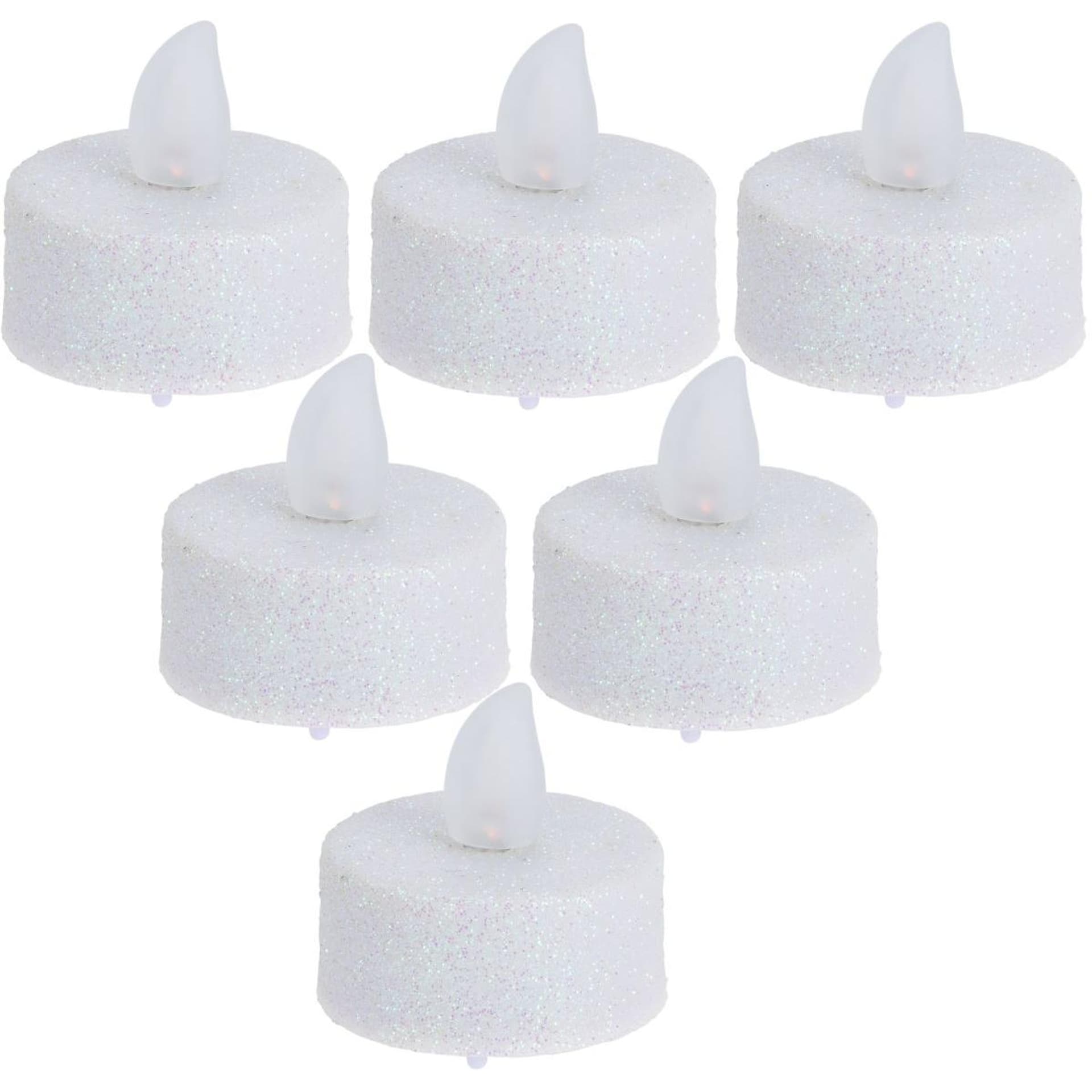 

ZESTAW 6 ŚWIECZEK LAMPEK TEA LIGHT LED BIAŁY BROKAT