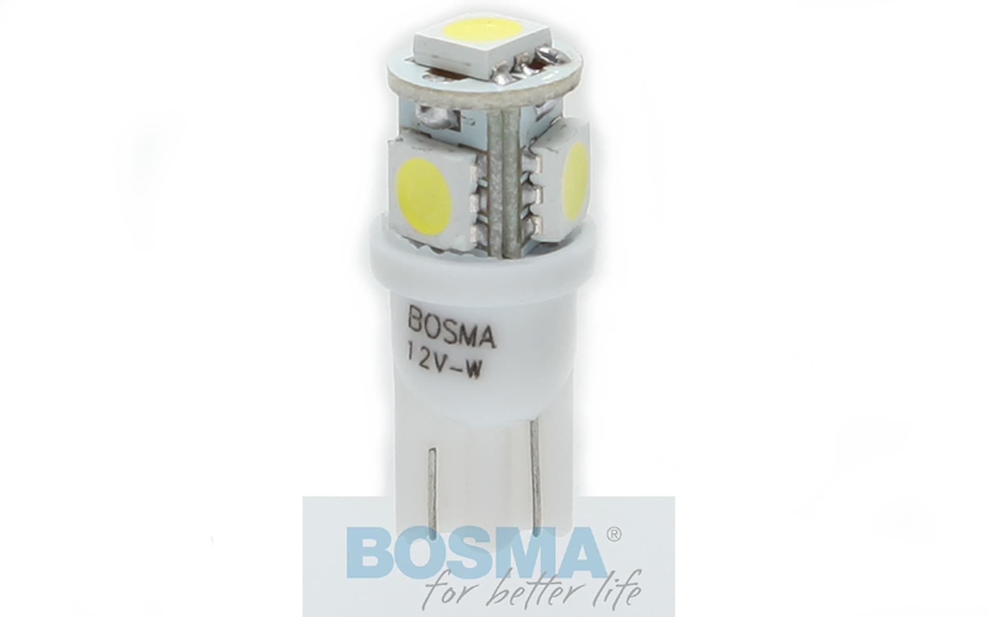 

Żarówka BOSMA 12V 4*LED SMD5050 T10 WHITE 6000K BLISTER