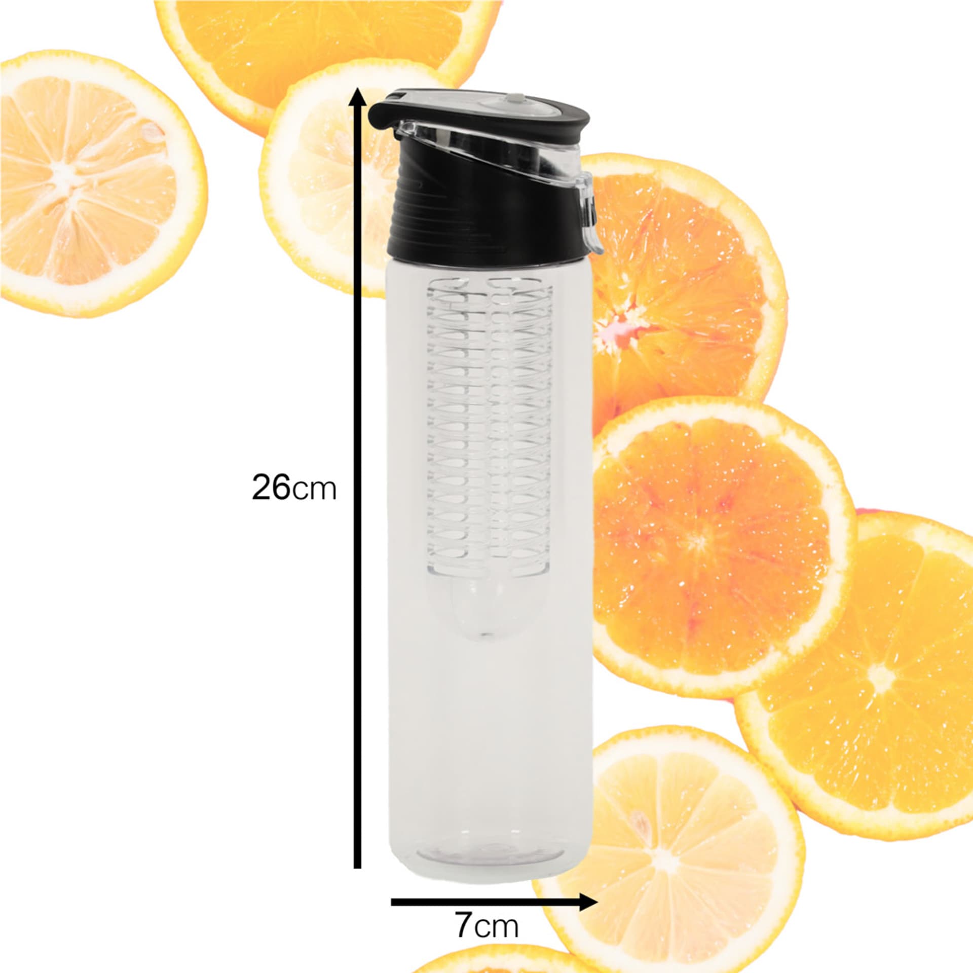 

Butelka bidon na wodę z wkładem na owoce 800ml czarna