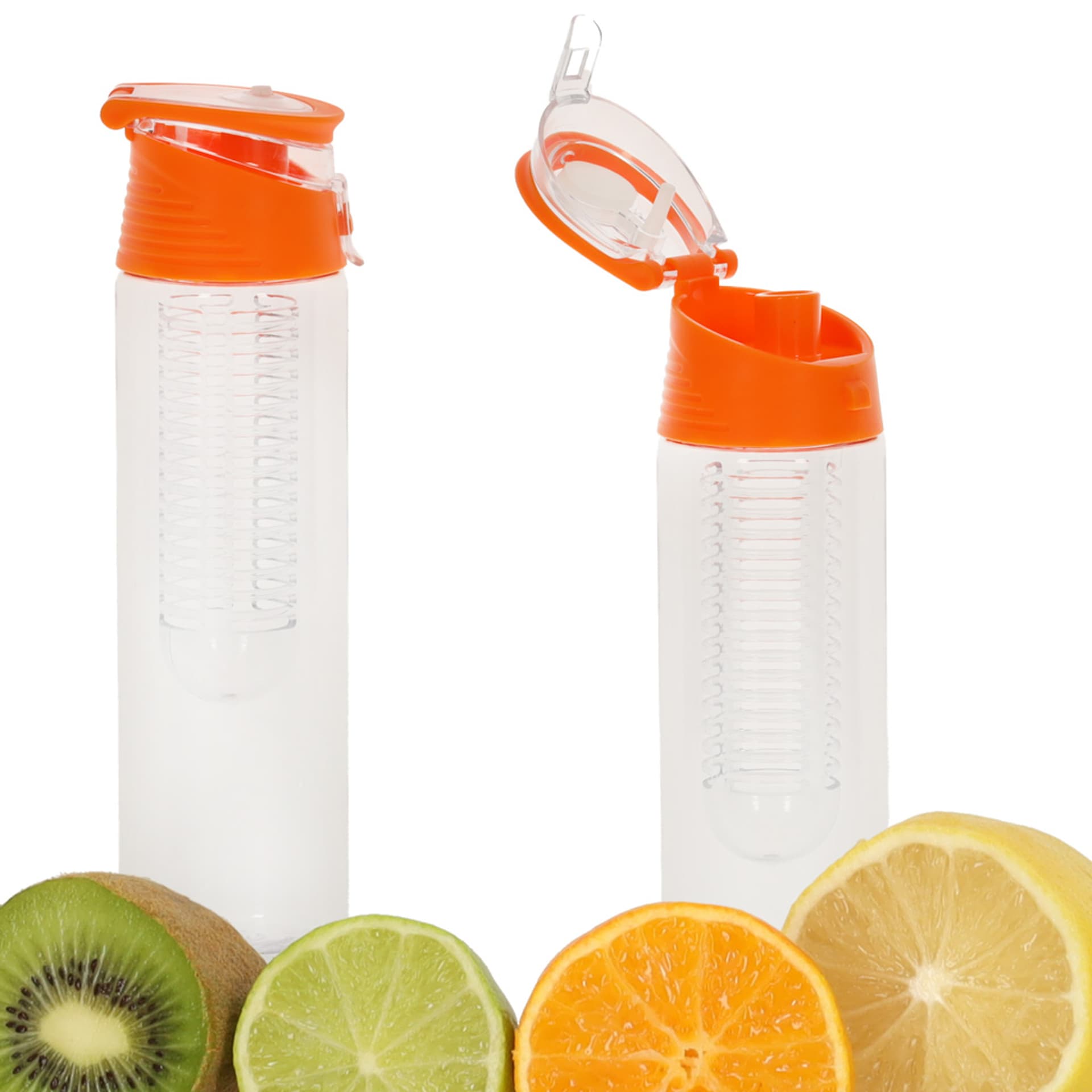 

Butelka bidon na wodę z wkładem na owoce 800ml pomarańczowa