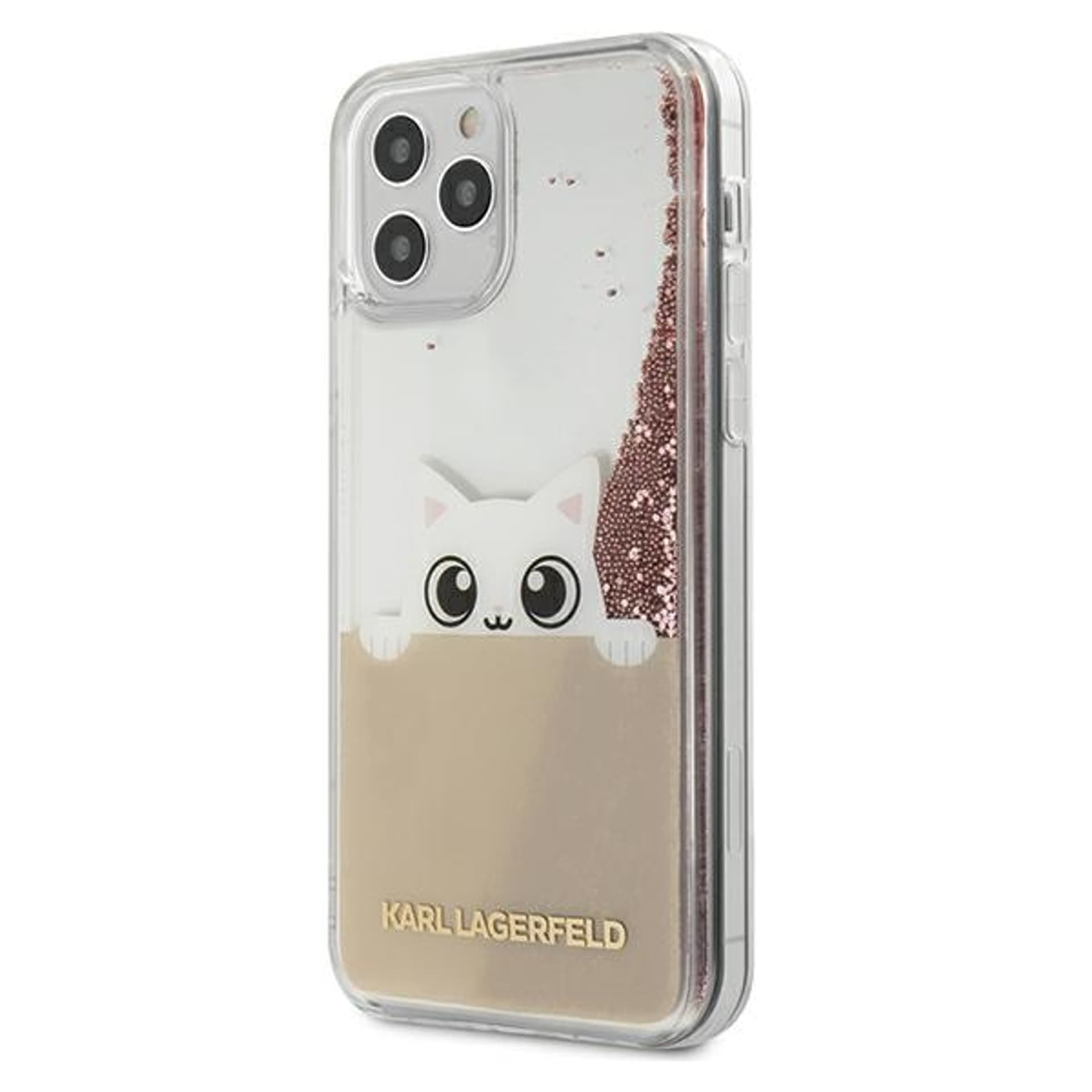 

Karl Lagerfeld KLHCP12LPABGNU iPhone 12 Pro Max różowo-złoty/pink gold hardcase PEEK A BOO Liquid Glitter