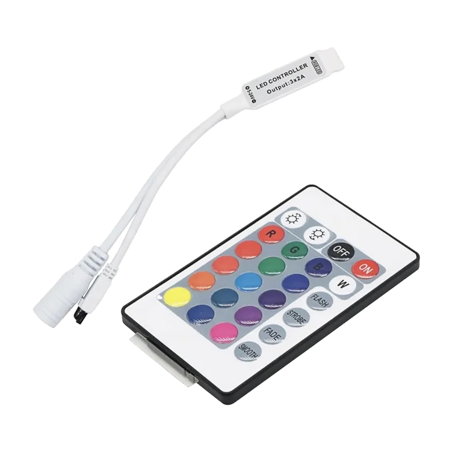 

Bezprzewodowy sterownik do taśm LED RGB z pilotem, 24 przyciski, 12V, 6A, 72W