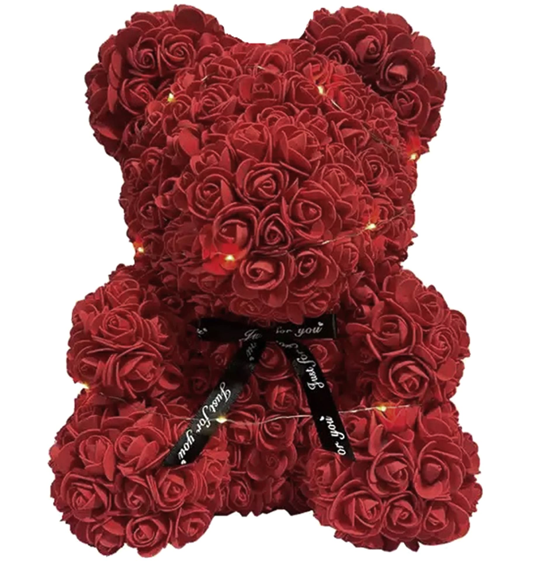 

BQ54B Miś z róż z sercem 25cm czerwony