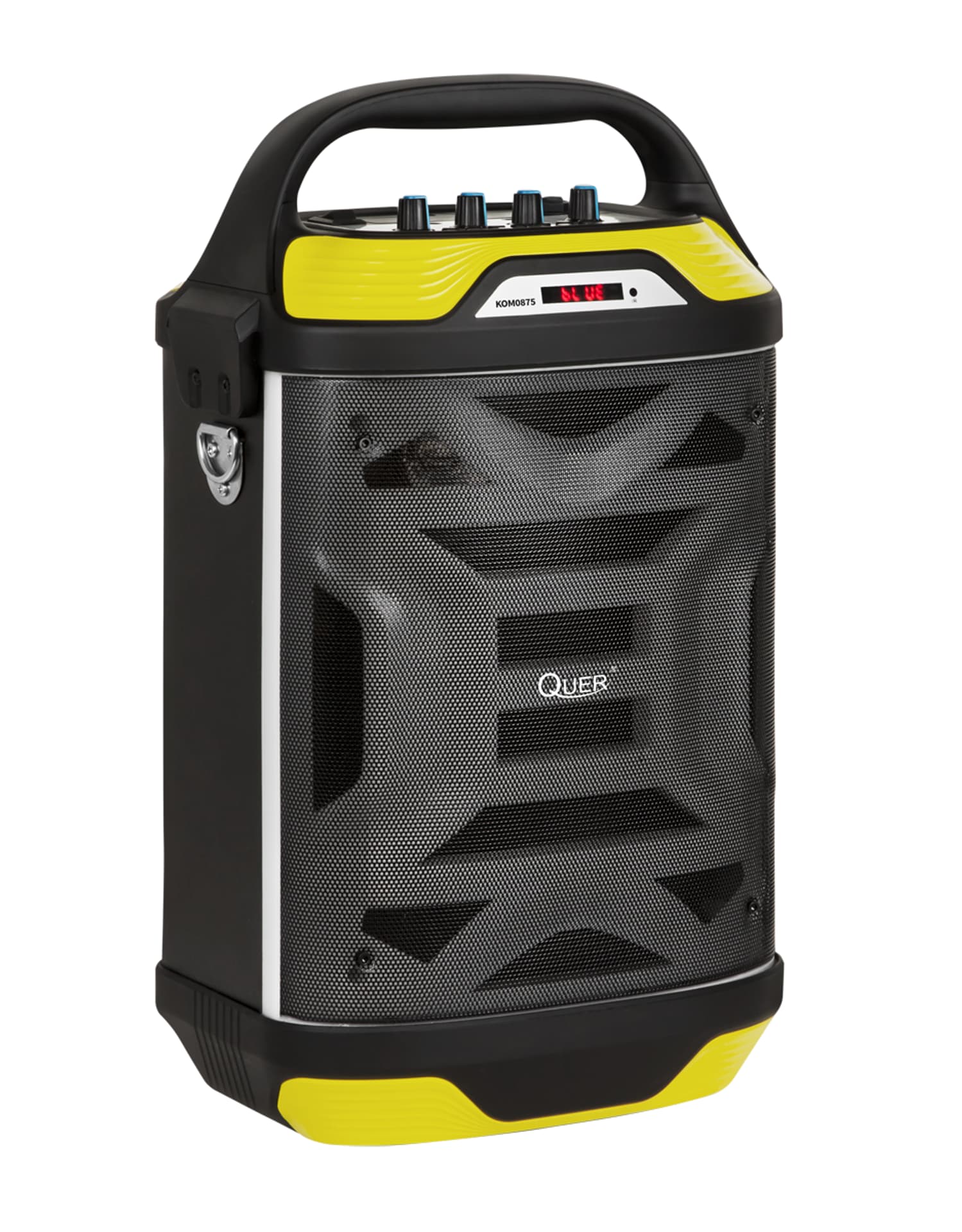 

Przenośny aktywny zestaw głośnikowy Quer z funkcją MP3, Bluetooth, radio FM oraz funkcją Karaoke (1LL)