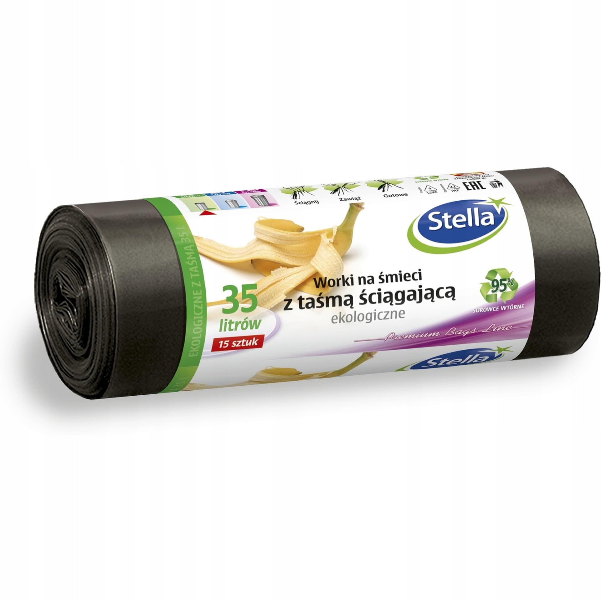 

Worki na śmieci ekologiczne 35L 15szt. z taśmą (LDPE) STELLA WNS-4249, Ldpe) stella wns-424