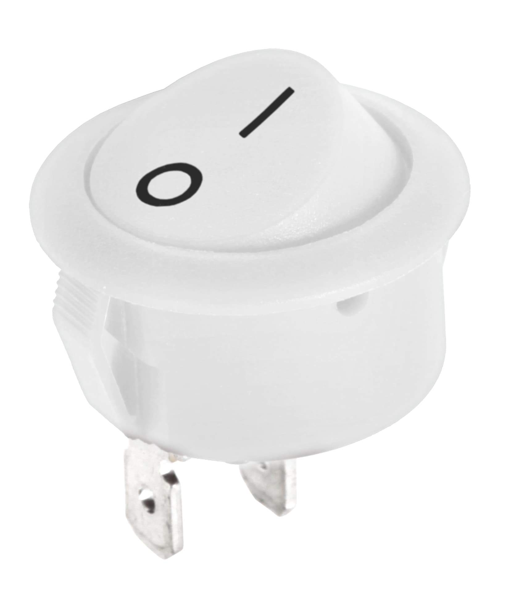 

25 szt. 25 szt. Złącze przełącznik kołyskowy okrągły R5 0-1 biały 6A/250V (1LL)