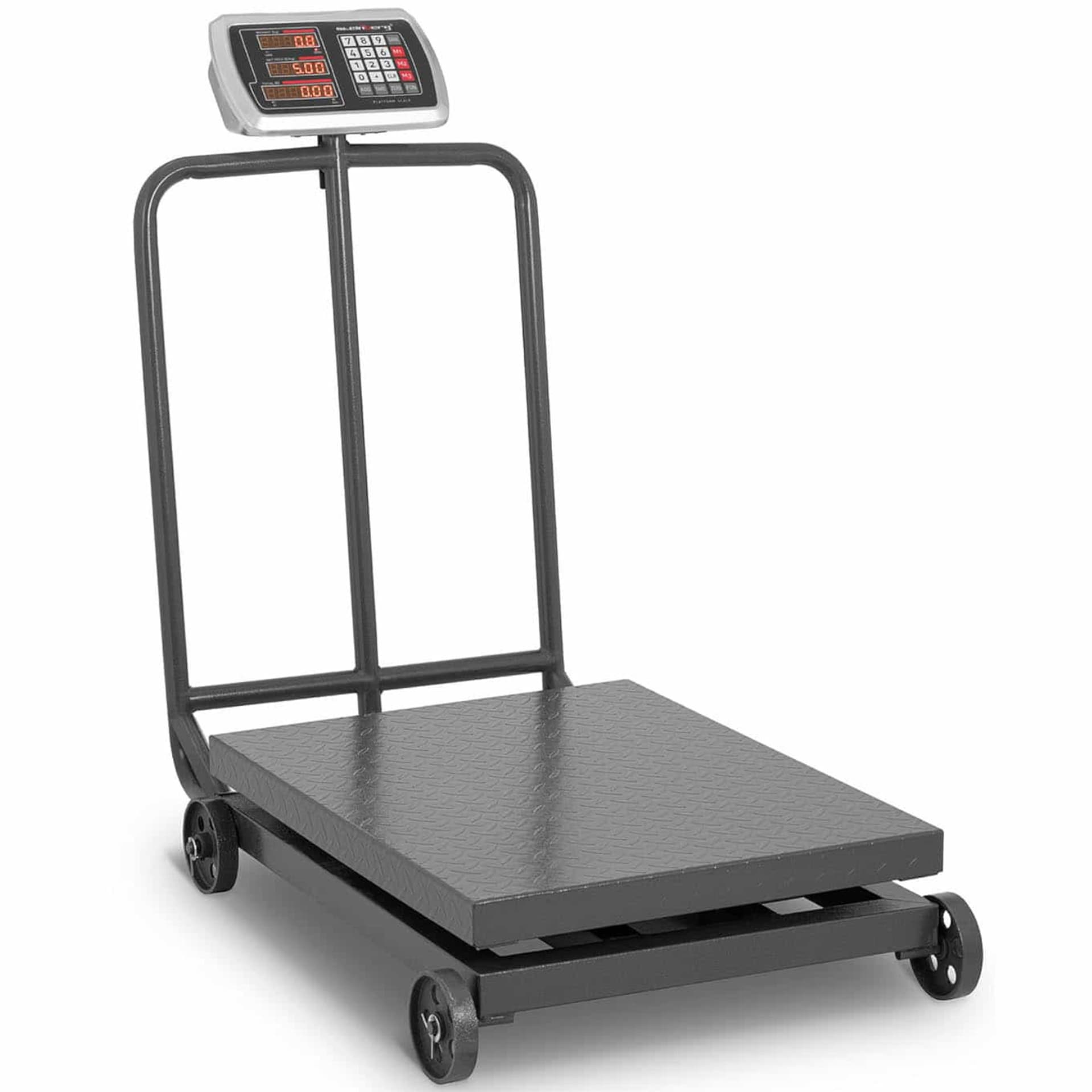 

Waga platformowa przemysłowa na kółkach 600 kg / 100 g LCD