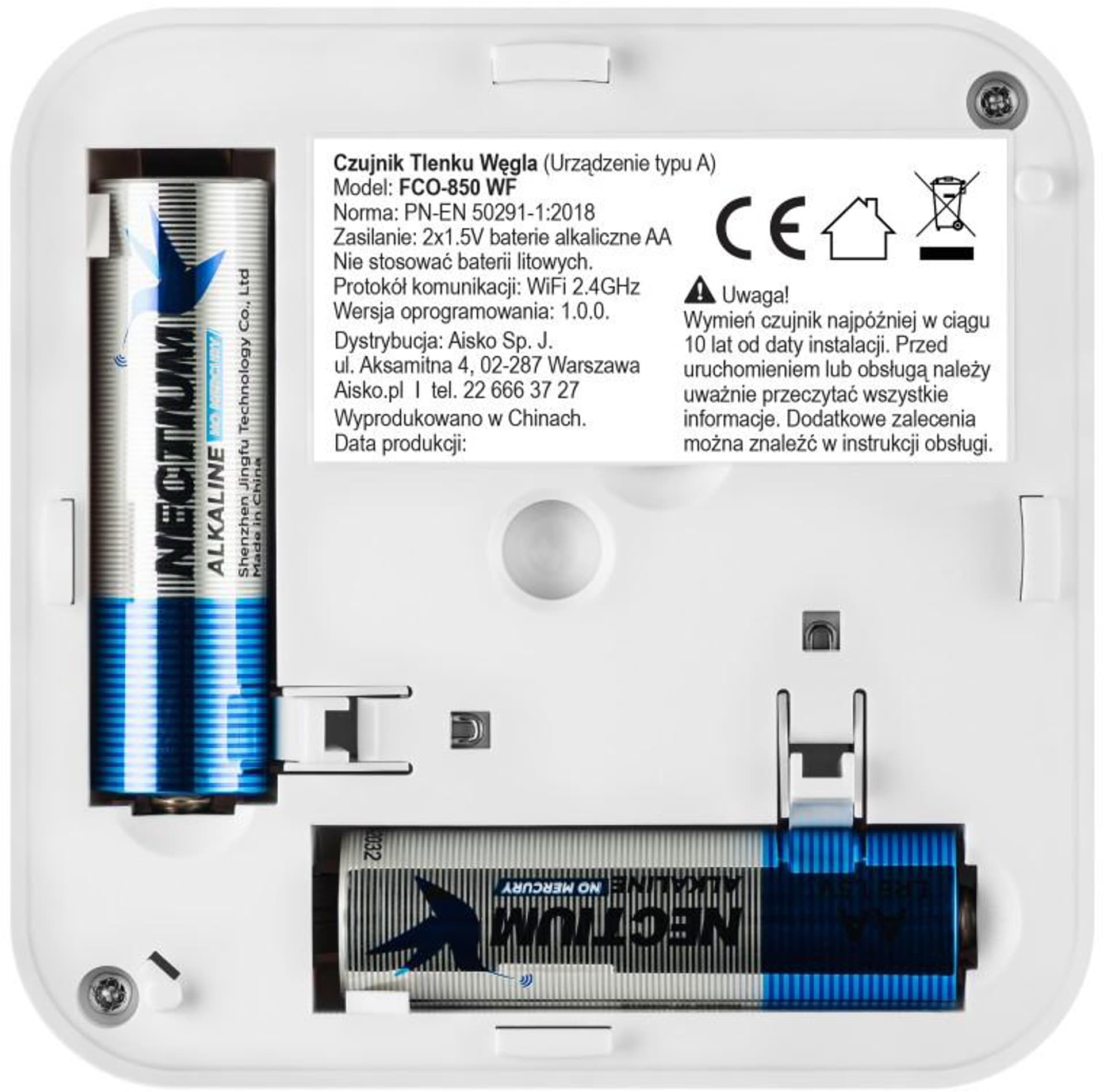 

Czujnik czadu Firesco FCO-850 WF z WiFi aplikacja Tuya