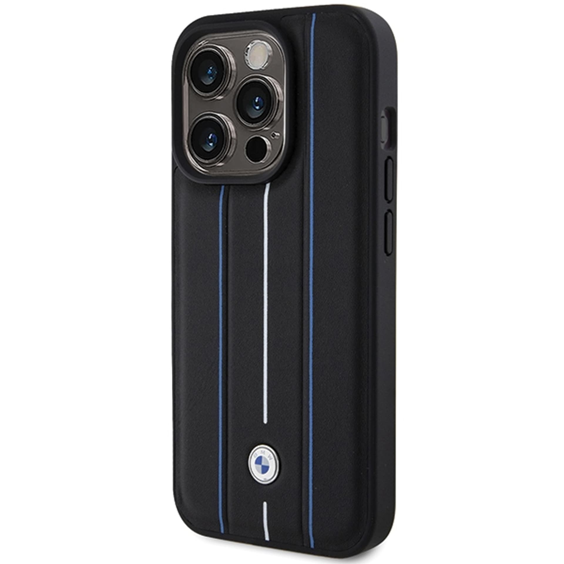 

BMW BMHCP15X22RVSK iPhone 15 Pro Max 6.7" czarny/black hardcase Leather Stamp Blue Lines