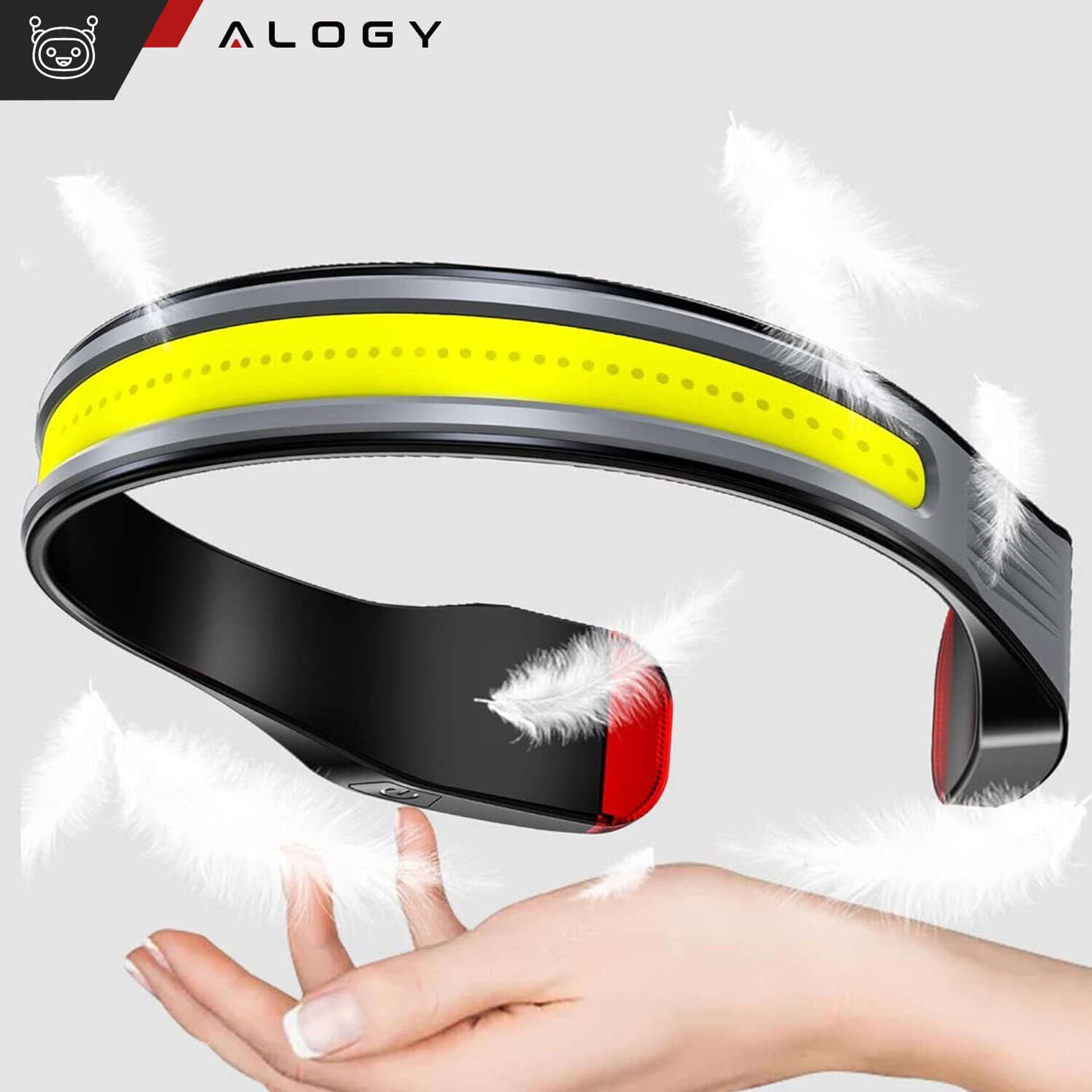 

Latarka czołówka lampka LED COB do biegania na rower mocna akumulator USB Typ C czołowa Alogy na czoło IPX4 czarna