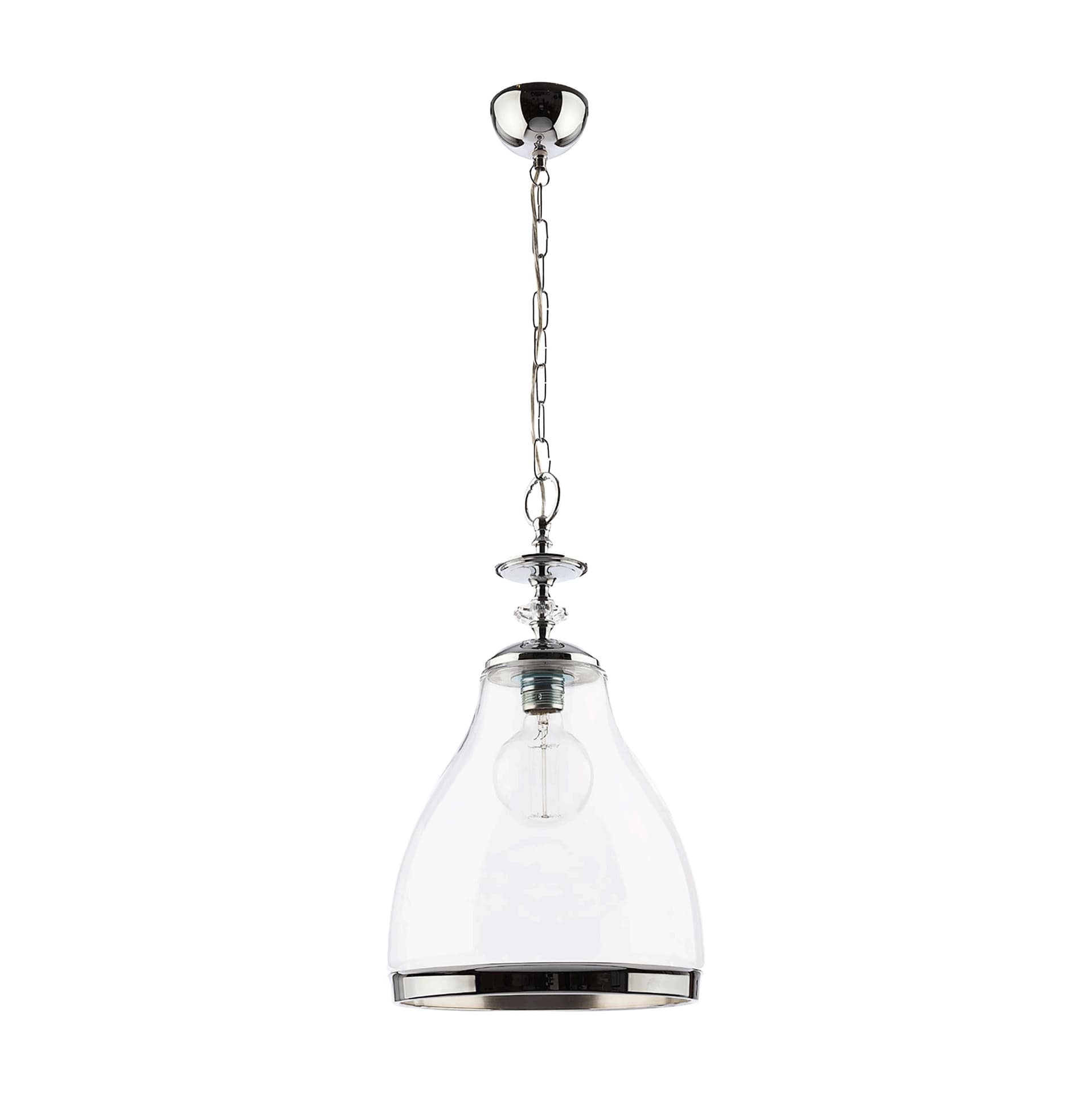 

IKARIA 1P, lampa wisząca, E27 max 60W, metal, chrom, klosz szklany tansparentny