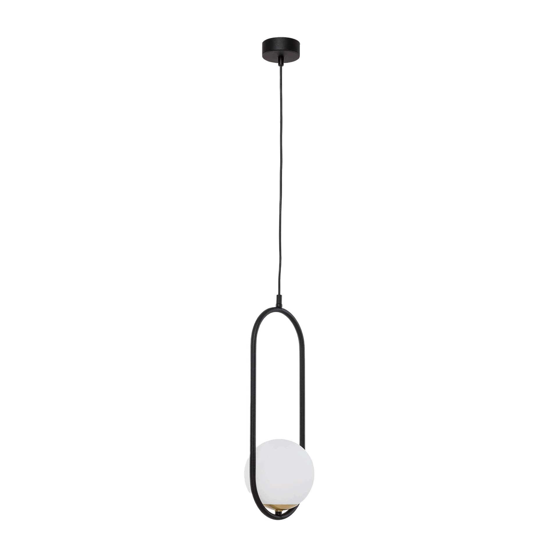 

MILOS 1P, lampa wisząca, E14 max. 40W, metal, czarny, klosz szklany