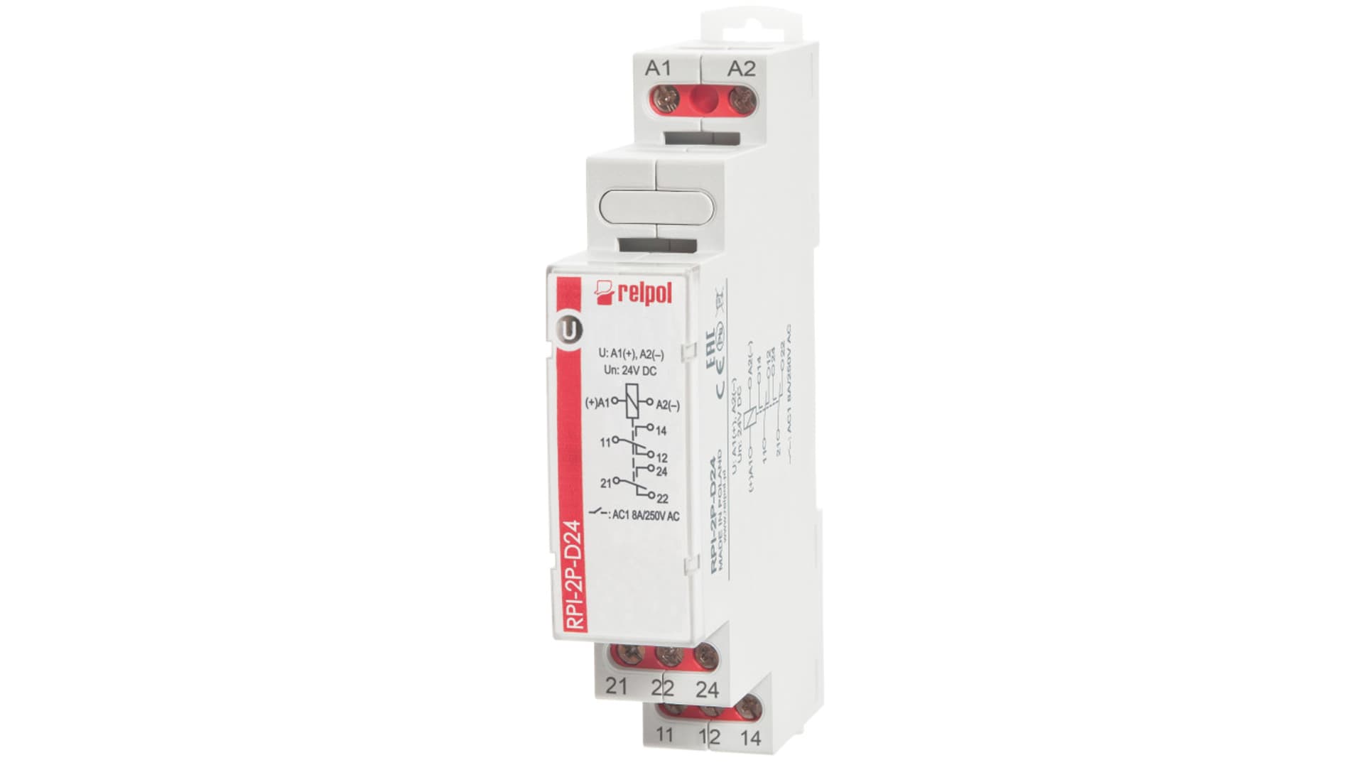

Przekaźnik elektromagnetyczny 2P 8A 24V DC AgSnO2 RPI-2P-D24 863362