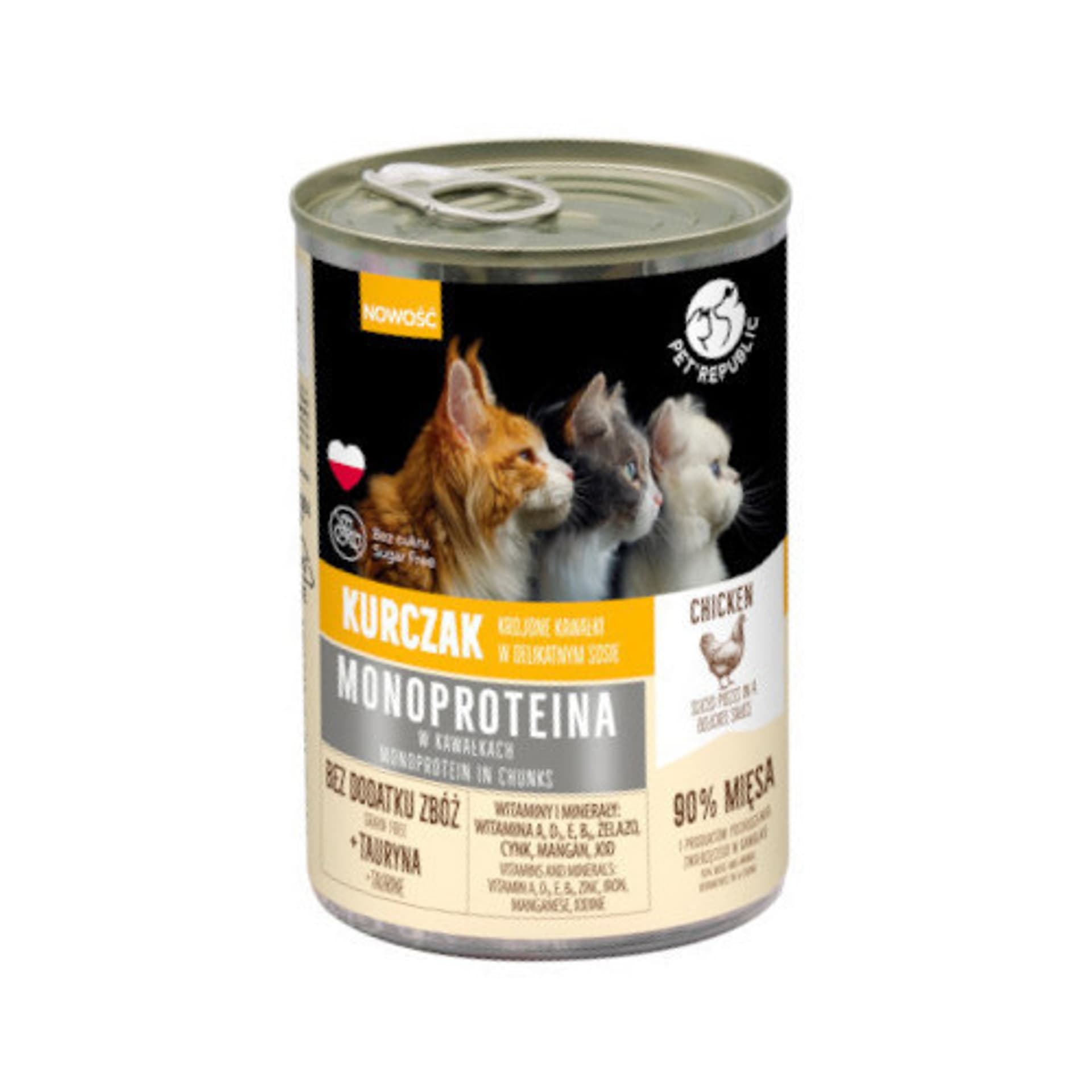 

PETREPUBLIC karma monoproteinowa z kurczaka dla kota, kawałki w sosie 400g