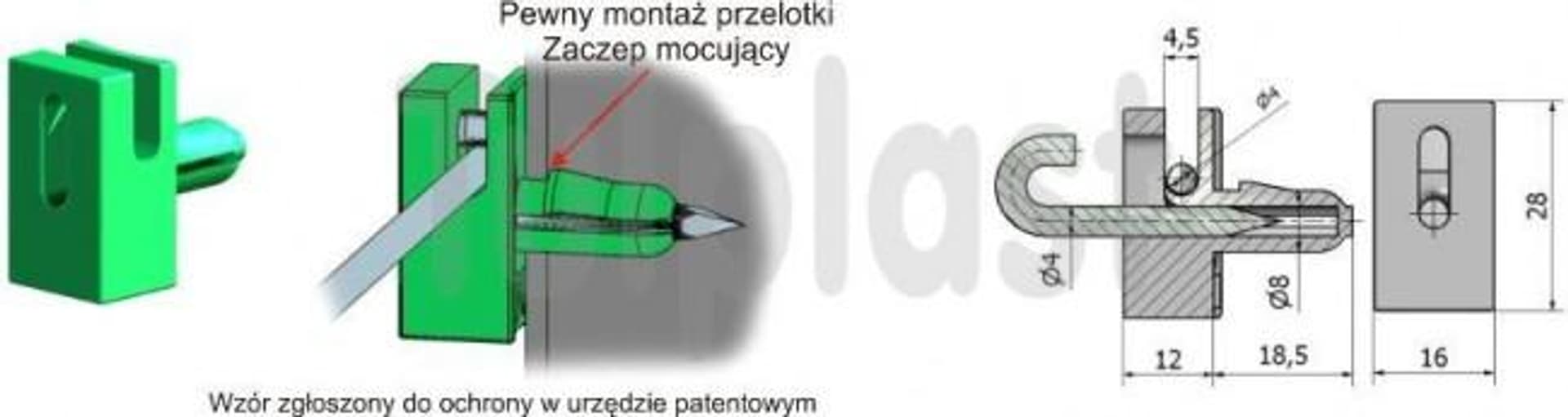 

PRZELOTKA DRUTU MOCOWANA NA BOLEC PD/B ZIELONA