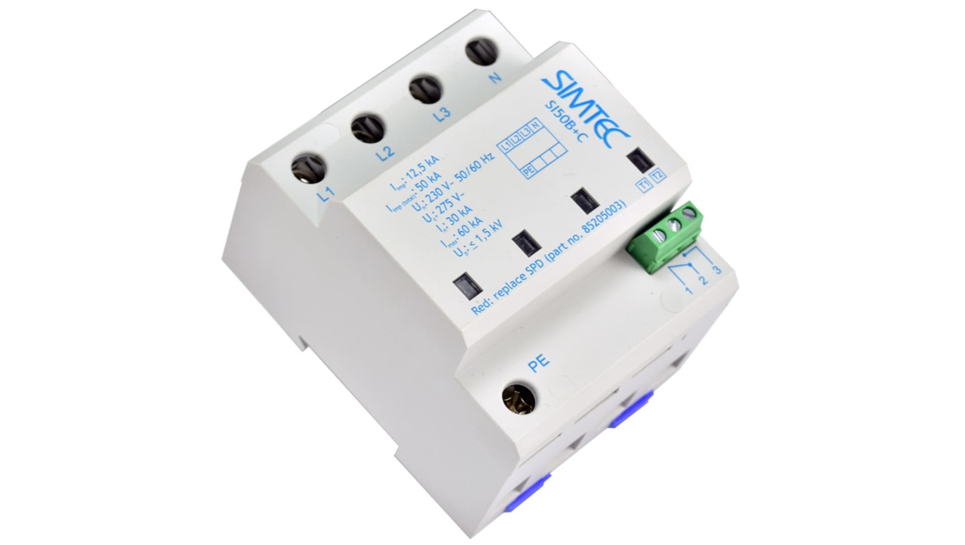 

Ogranicznik przepieć na bazie iskiernika 4P 50kA 230V SIMTEC SI50 B+C Typ 1+2 szary 85205003