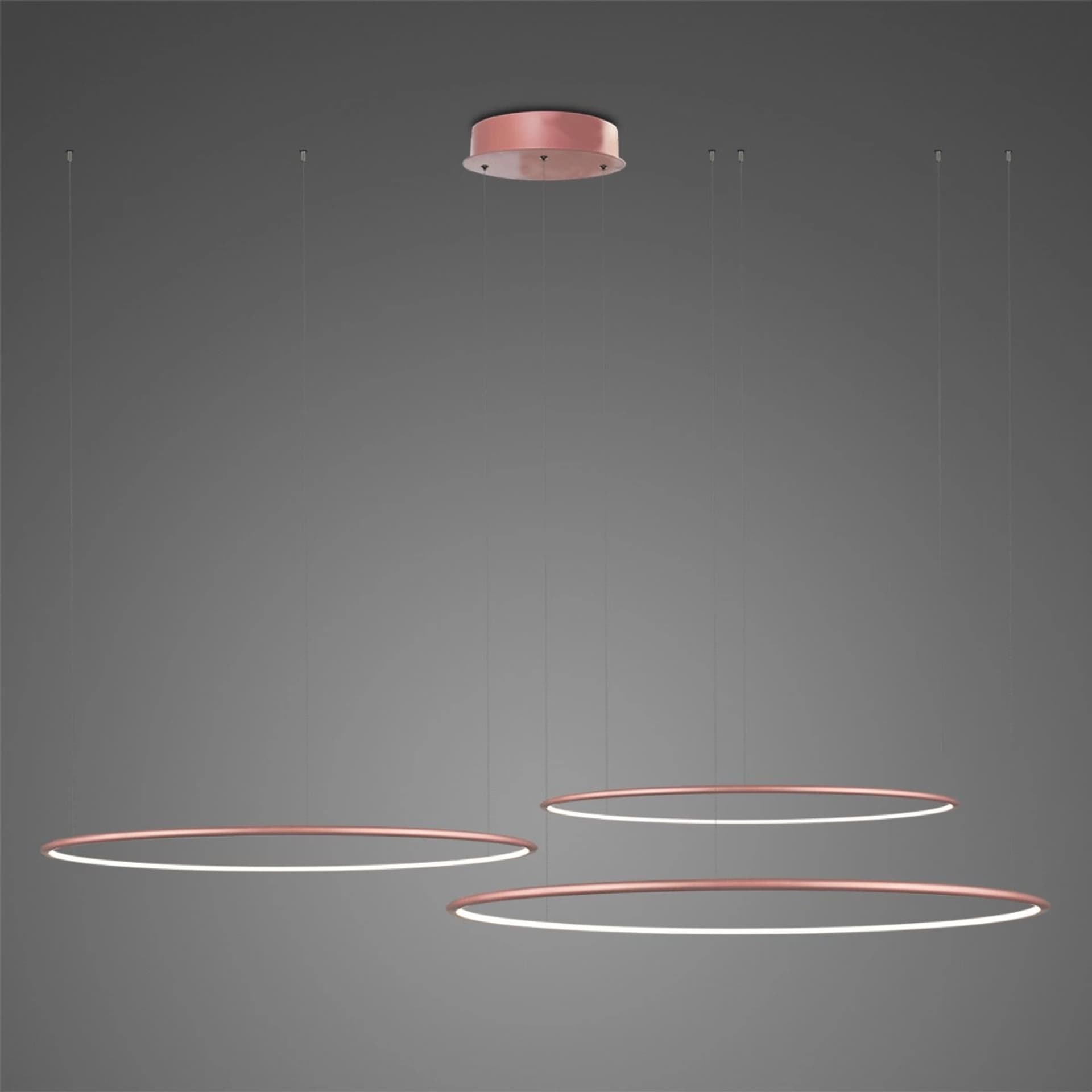 

Lampa wisząca Ledowe Okręgi No.3 Φ80 cm in 3k różowo złota Altavola Design (Barwa światła delikatnie ciepła, Kolor różowe złoto, Możliwość ściemniania nie)