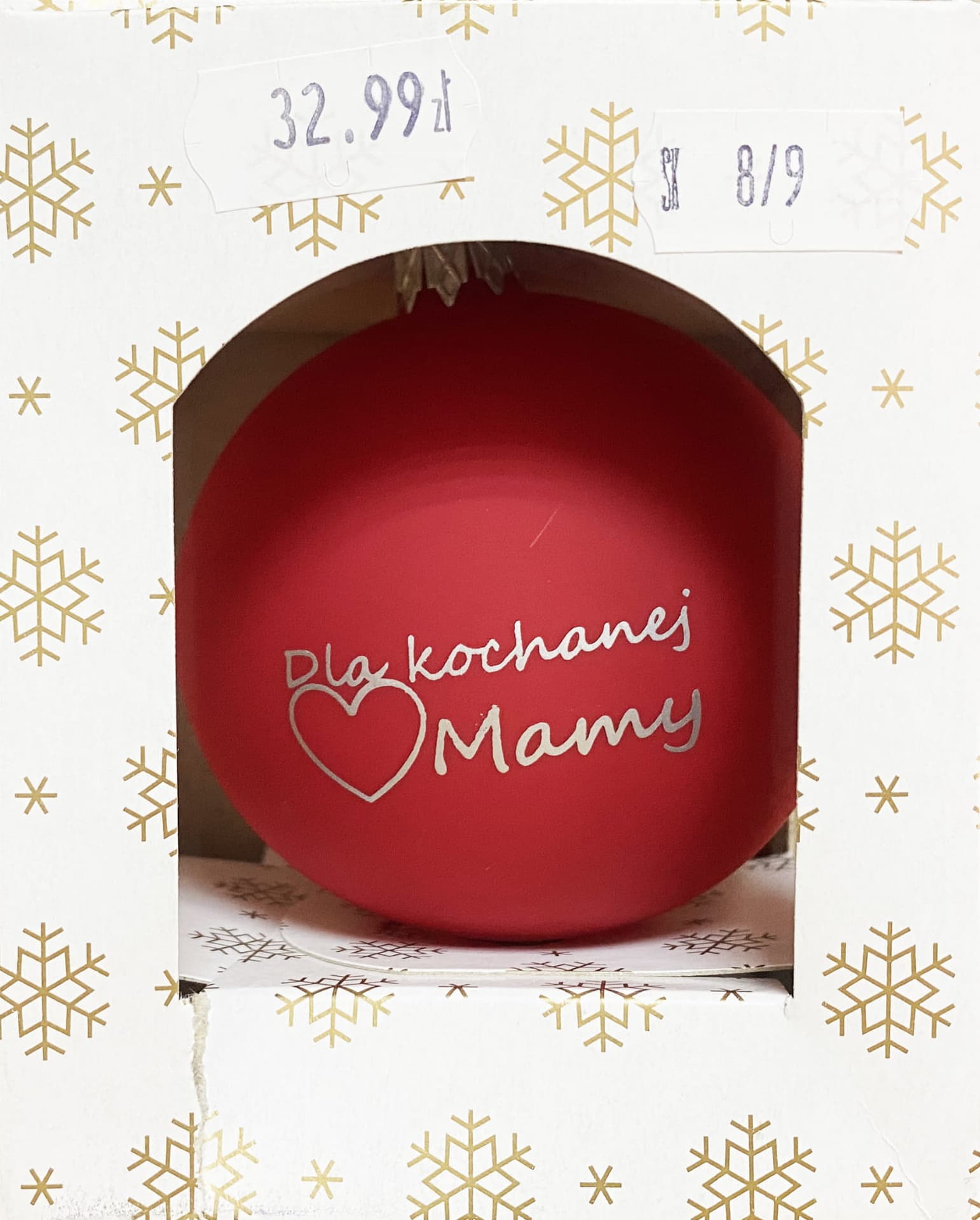 

Bombka szklana 8cm Z dedykacją na prezent (czerwony, mama)
