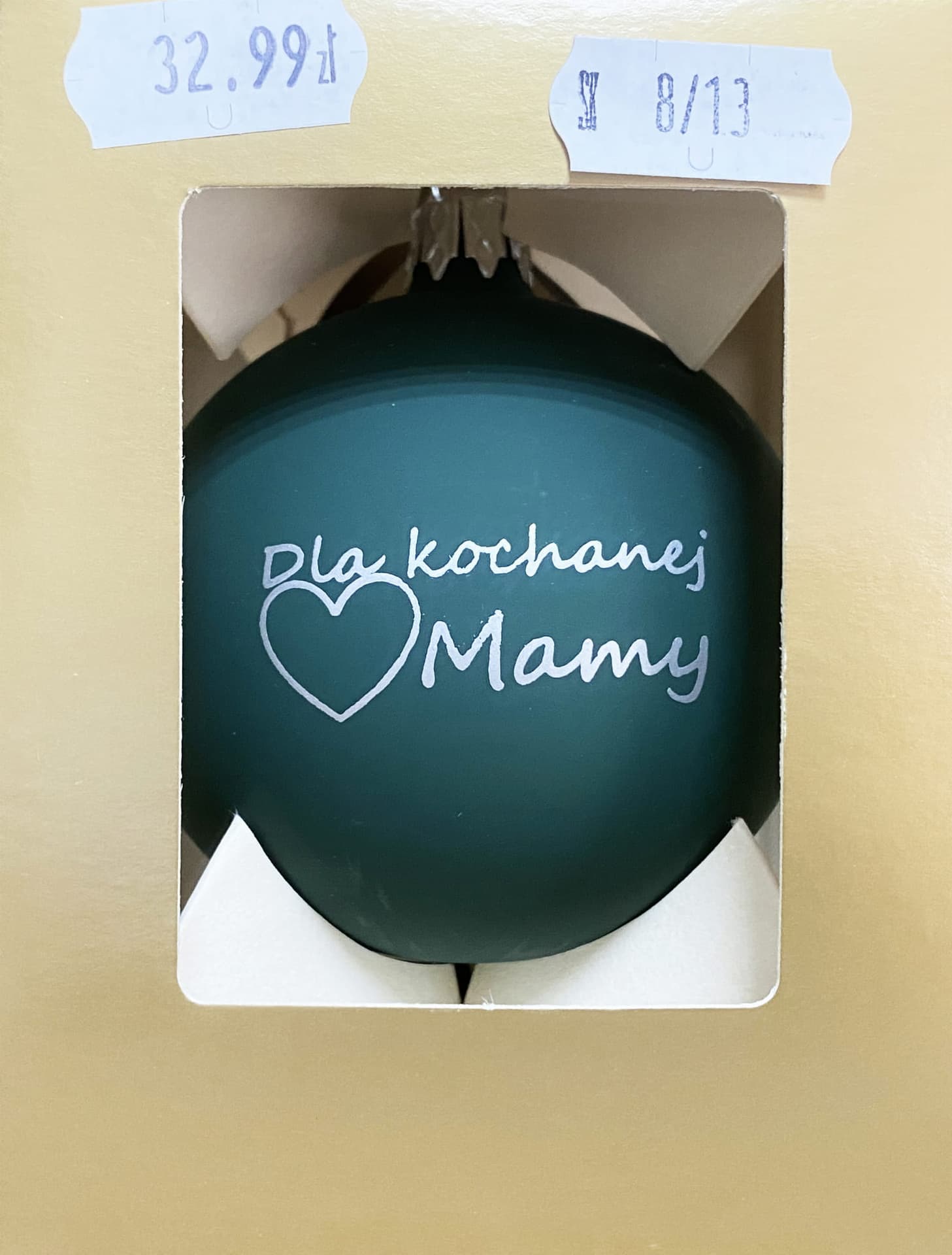 

Bombka szklana 8cm Z dedykacją na prezent (zielony, mama)